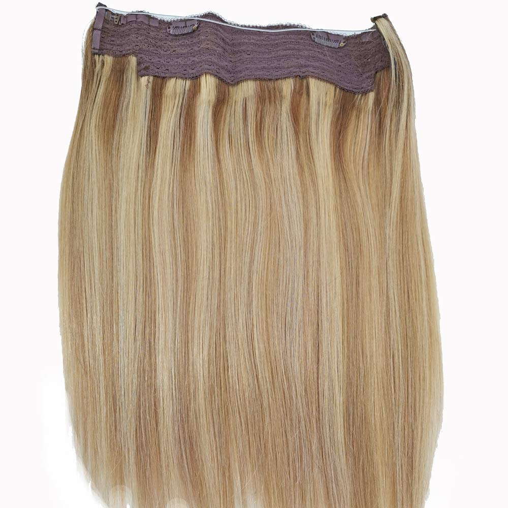 14-Inch Invisible Secret Wire Hair Extensions - T6/16 P22# Balayage Human Hair with Hidden String & Clips | Natural-Looking Hairpiece for Women | Perfect for Daily Wear, Parties & Special Events
