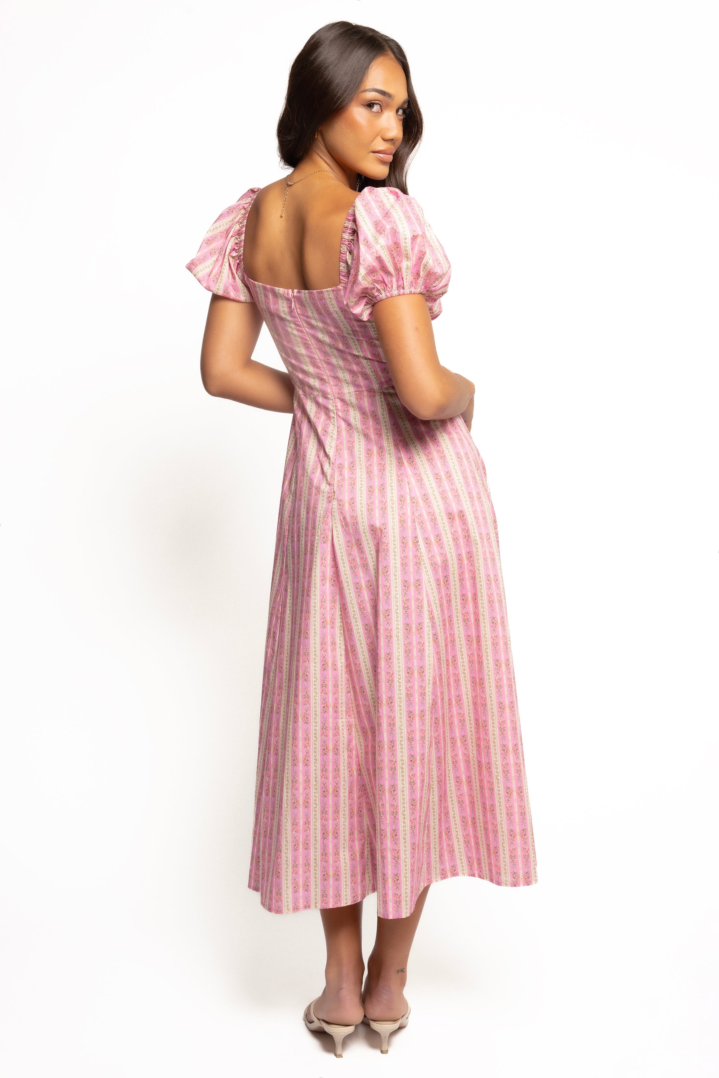 Elegant Amethyst Midi Dress for Women - Soft Pink Flowy Summer Dress | Perfect for Beach Vacations, Date Nights & Special Occasions