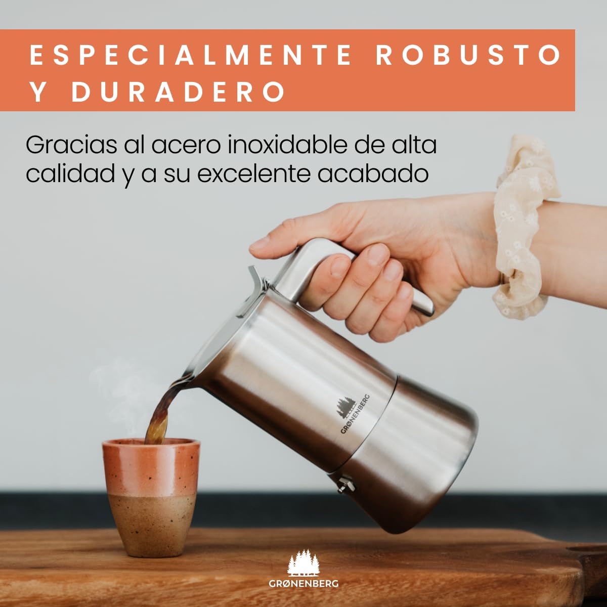**Groenenberg Italian Stovetop Espresso Maker | 6-Cup (300ml) Moka Pot for Induction & Gas Stoves | Stainless Steel Coffee Maker with Extra Gasket | Perfect for Home, Office & Camping Coffee Brewing**