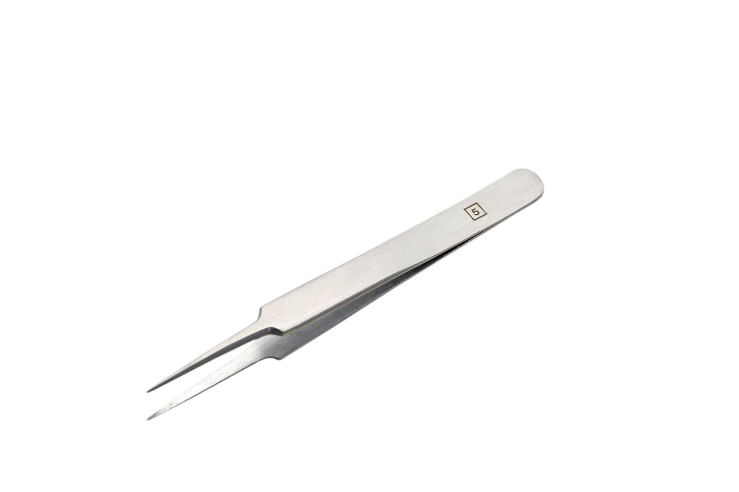 Precision Extra Fine Point Tweezers #5 - Professional Stainless Steel Tweezers for Electronics, Jewelry Making & First Aid - Ideal for Crafting, Watch Repair & Splinter Removal