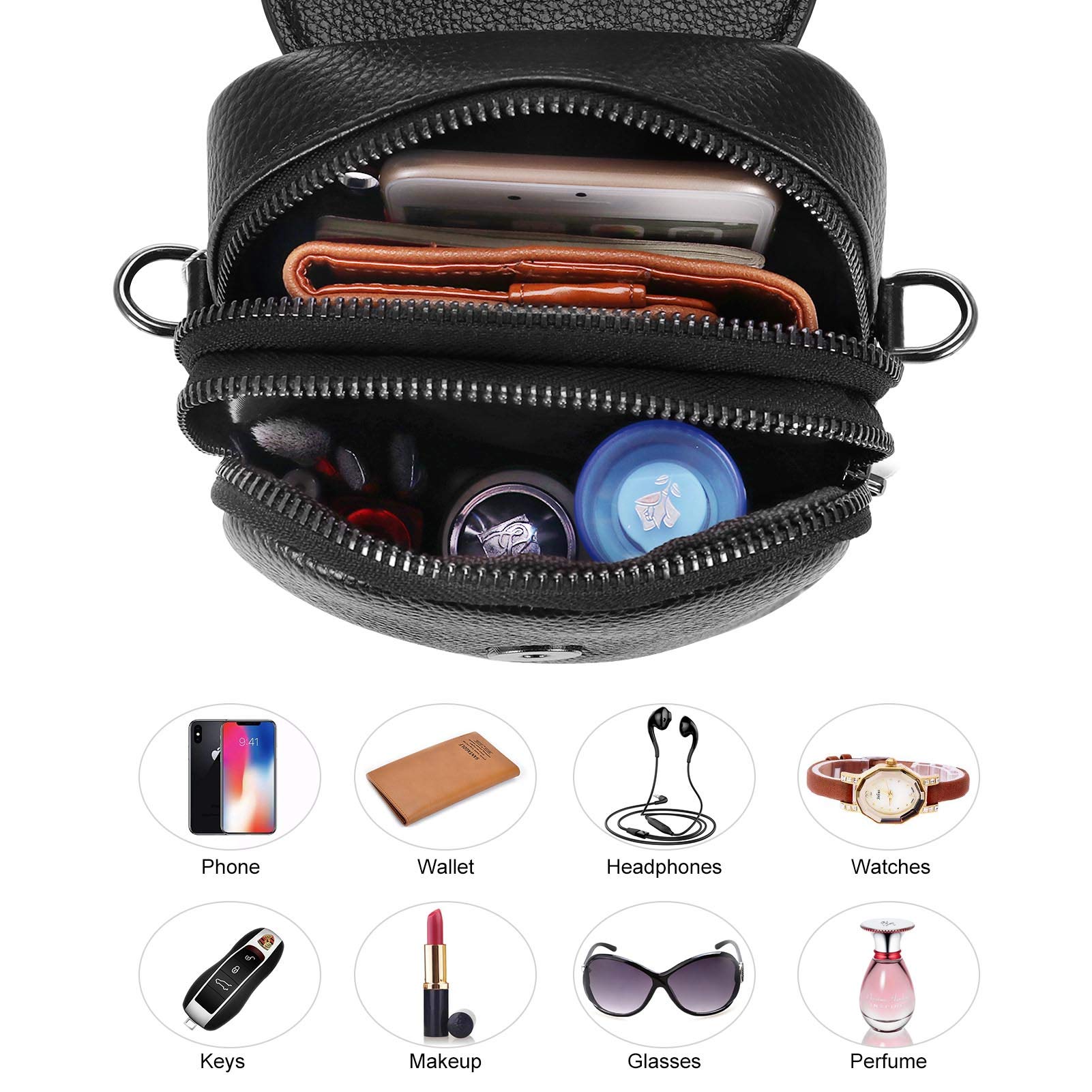 XEYOU Women's Small Leather Crossbody Phone Purse Wallet - Lightweight Genuine Leather Shoulder Bag for iPhone, Cards & Essentials | Perfect for Travel, Shopping & Daily Use