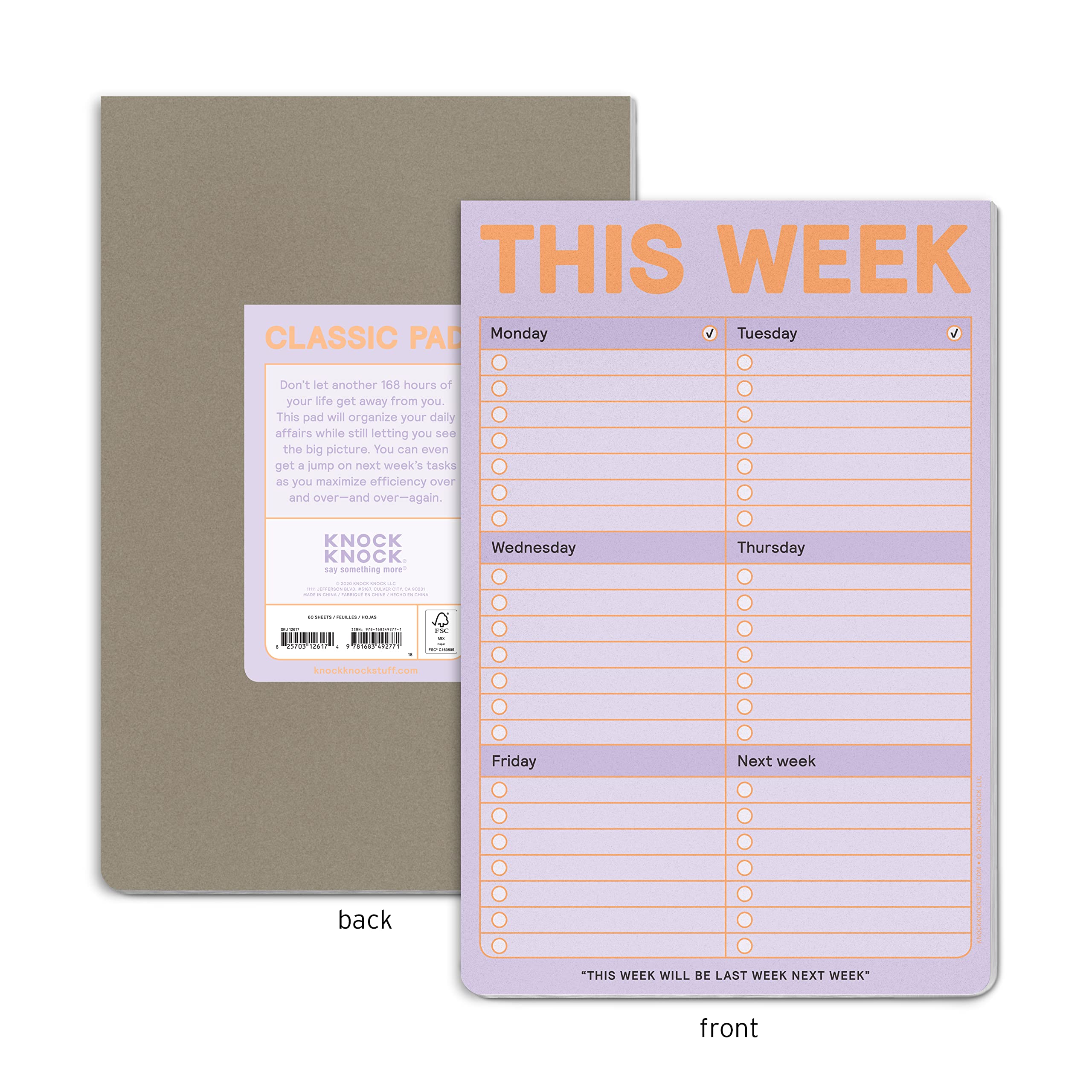 1-Count Knock Knock This Week Pads - 6 x 9-inch Pastel To-Do List Notepads for Office, School & Home Organization - Weekly Planner & Productivity Notepad for Work, Study & Daily Tasks