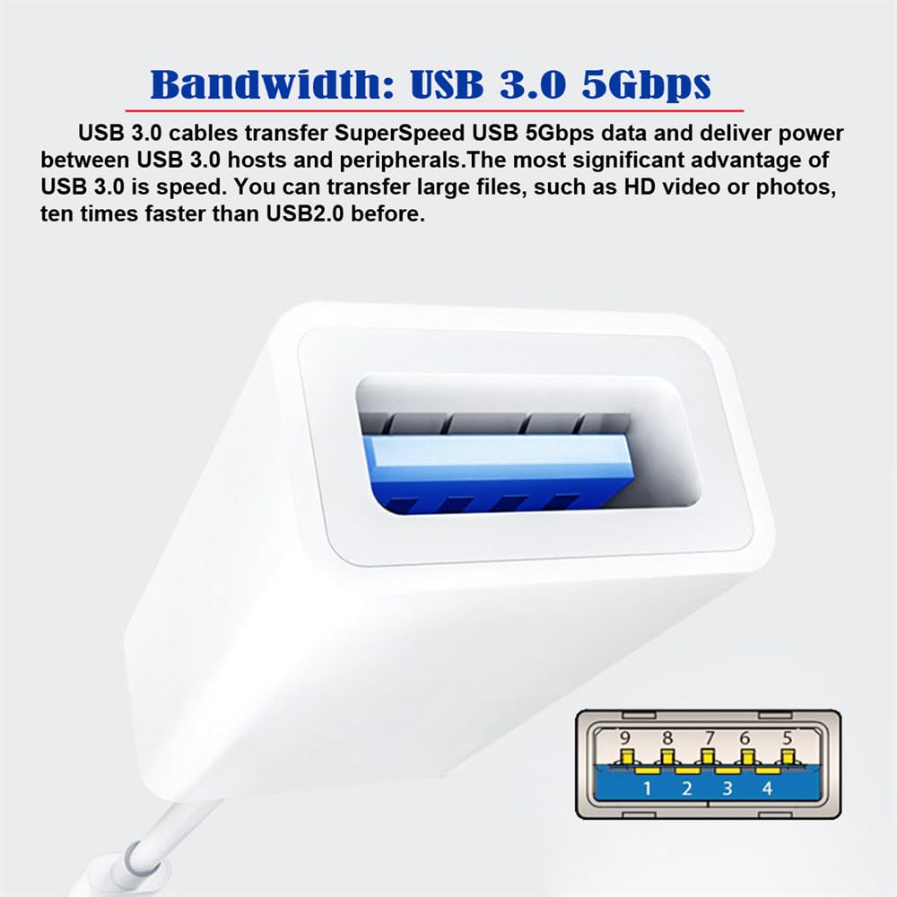 USB-C to USB 3.0 Female Adapter Converter - Type C to Standard Type A Adapter for MacBook, Laptop, Tablet & Phone - Perfect for Data Transfer & Charging