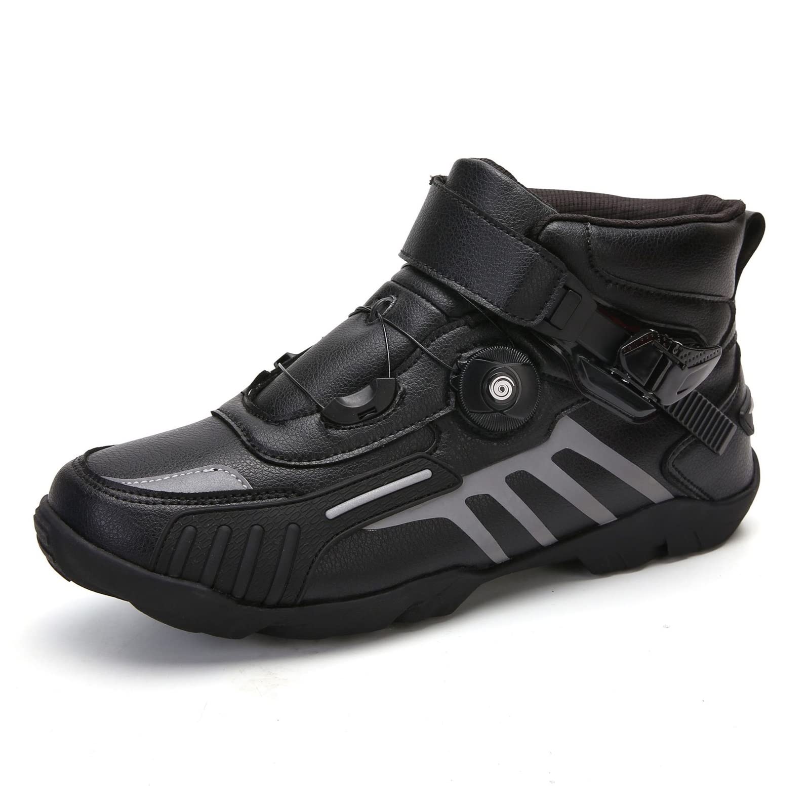 Men's Breathable Motorcycle Sneakers Boots - Anti-Slip Protective Ankle Shoes for Riding & Outdoor Activities (Black, Size US 8) - Perfect for Bikers, Commuters and Adventure Enthusiasts