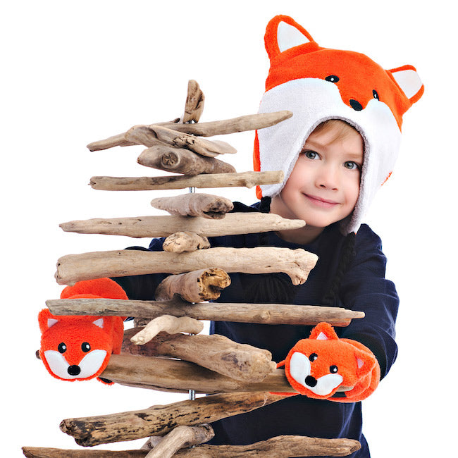 Cozy Kids Winter Hat with Raccoon & Fox Design - Warm Fleece Lined Beanie for Boys & Girls - Perfect for Snow Play, Skiing, and Outdoor Adventures