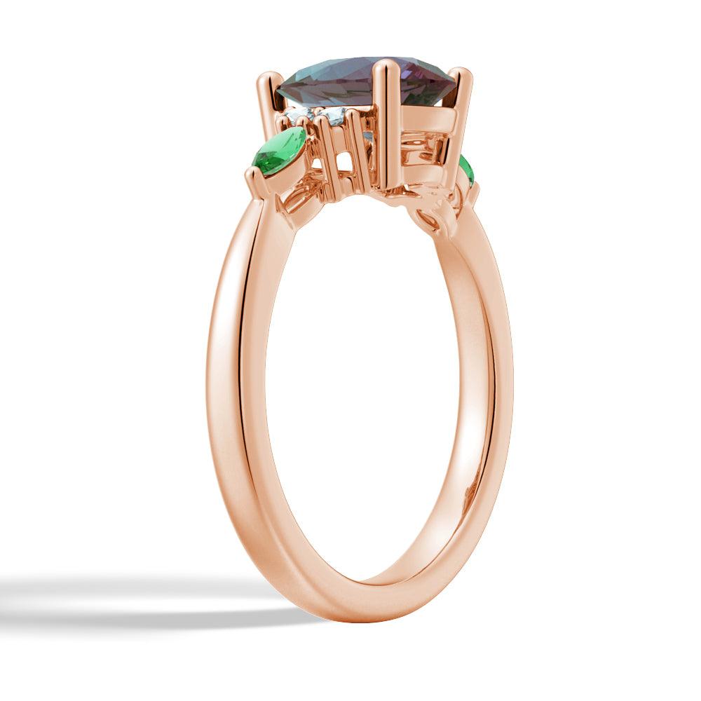 1.5 Carat Pear-Shaped Alexandrite Engagement Ring with Emerald Accents - Perfect for Proposals, Anniversaries & Special Occasions
