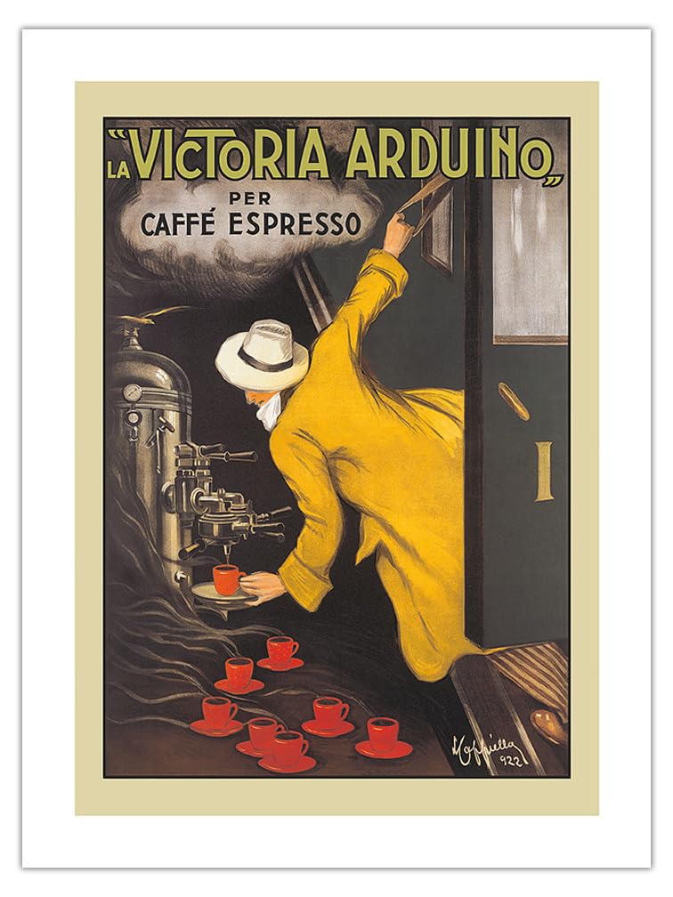 La Victoria Arduino Vintage Coffee Maker & Espresso Machine - Leonetto Cappiello 1890 Art Print on Premium 290gsm Bamboo Paper (24x32in Unframed) - Perfect for Coffee Shops, Home Baristas & Vintage Decor