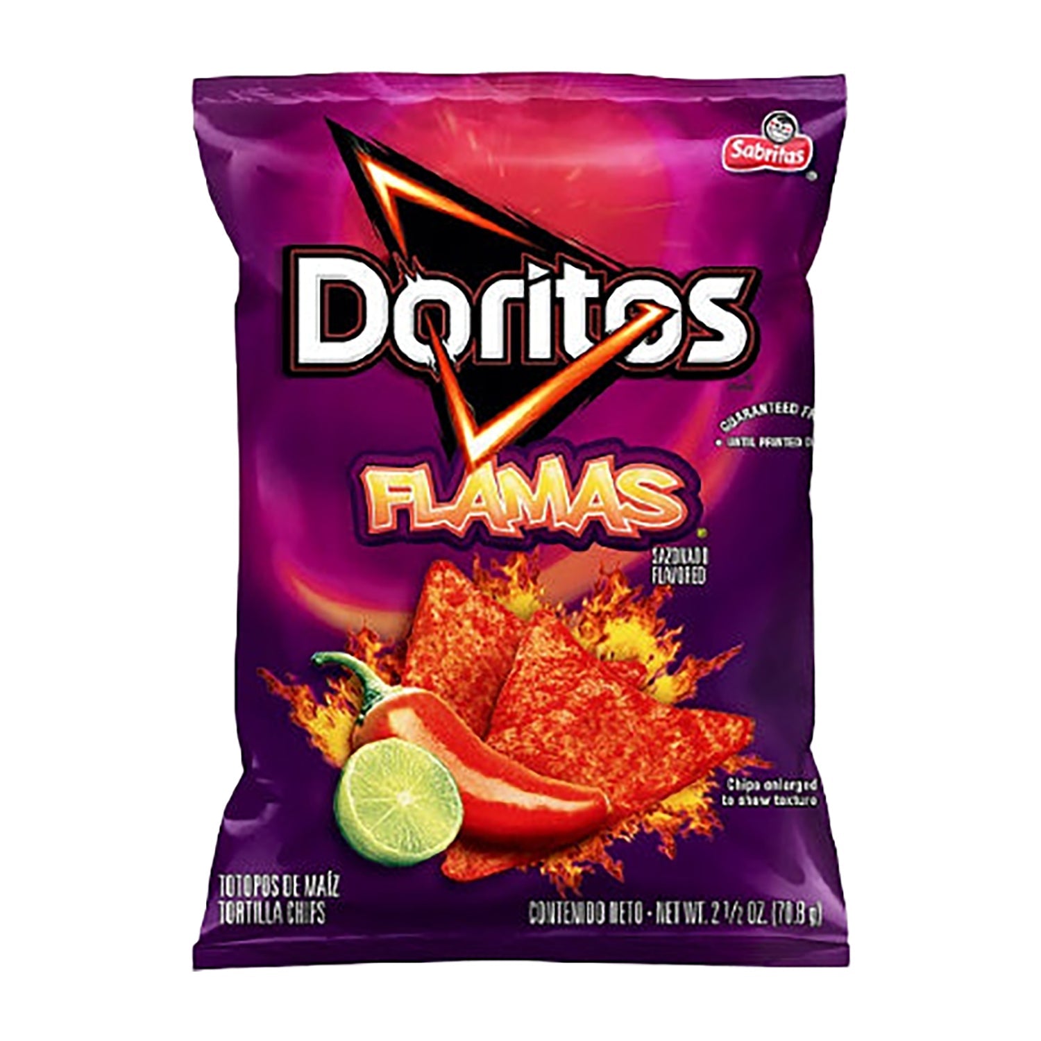 Frito Lay Doritos Flamas Spicy Chips - 2.5oz Bags (24 Count Case) | Perfect for Parties, Snacking & Game Nights