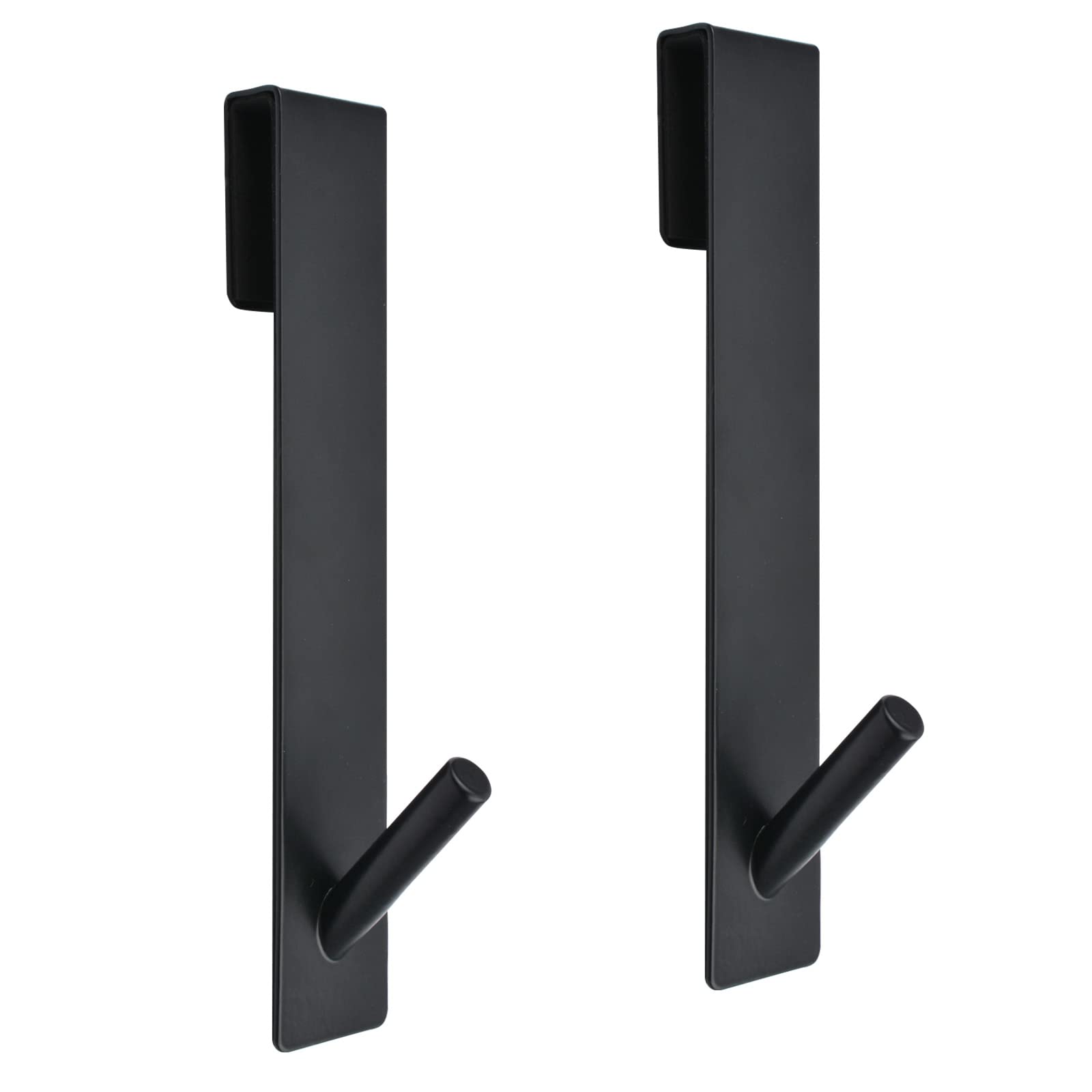 UFURMATE Heavy Duty Shower Door Hooks - 2 Pack Rustproof Bathroom Towel Hangers for Frameless Glass Doors | Space Saving Over Door Hooks for Bathroom, Spa & Gym Organization (Black)