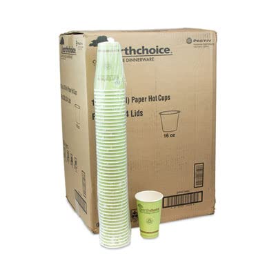 Eco-Friendly Pactive DPHC16EC Earthchoice Hot Cups - 16 Oz, Green, 1000 Count (Case of 1000) | Perfect for Coffee, Tea & Hot Beverages at Cafes, Offices & Events