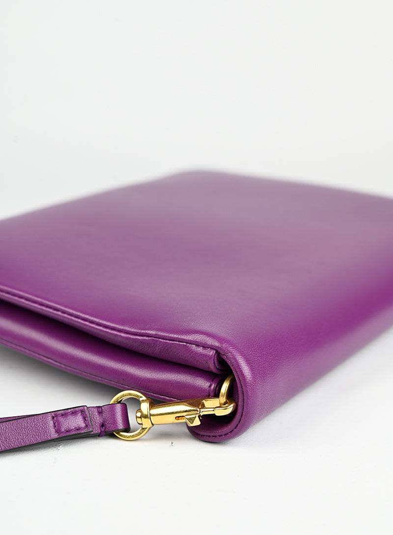 Valentino Leather Clutch Bag with Roman Studs in Purple - Perfect for Evening Parties & Special Occasions