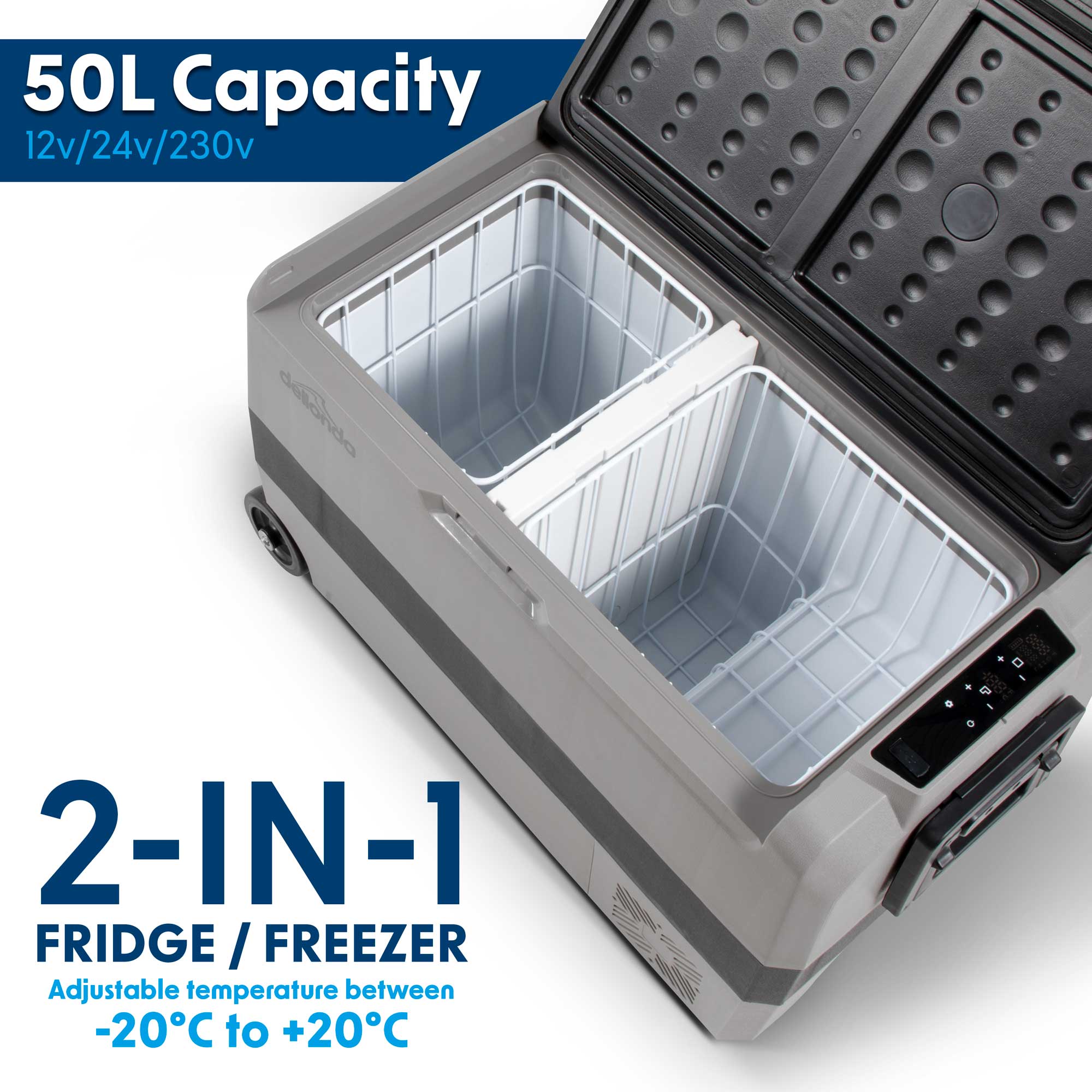 50L Portable Car Fridge Freezer - 12V/24V/230V Dual Zone Compressor Cooler for Road Trips, Camping & Outdoor Adventures | DL132 Model