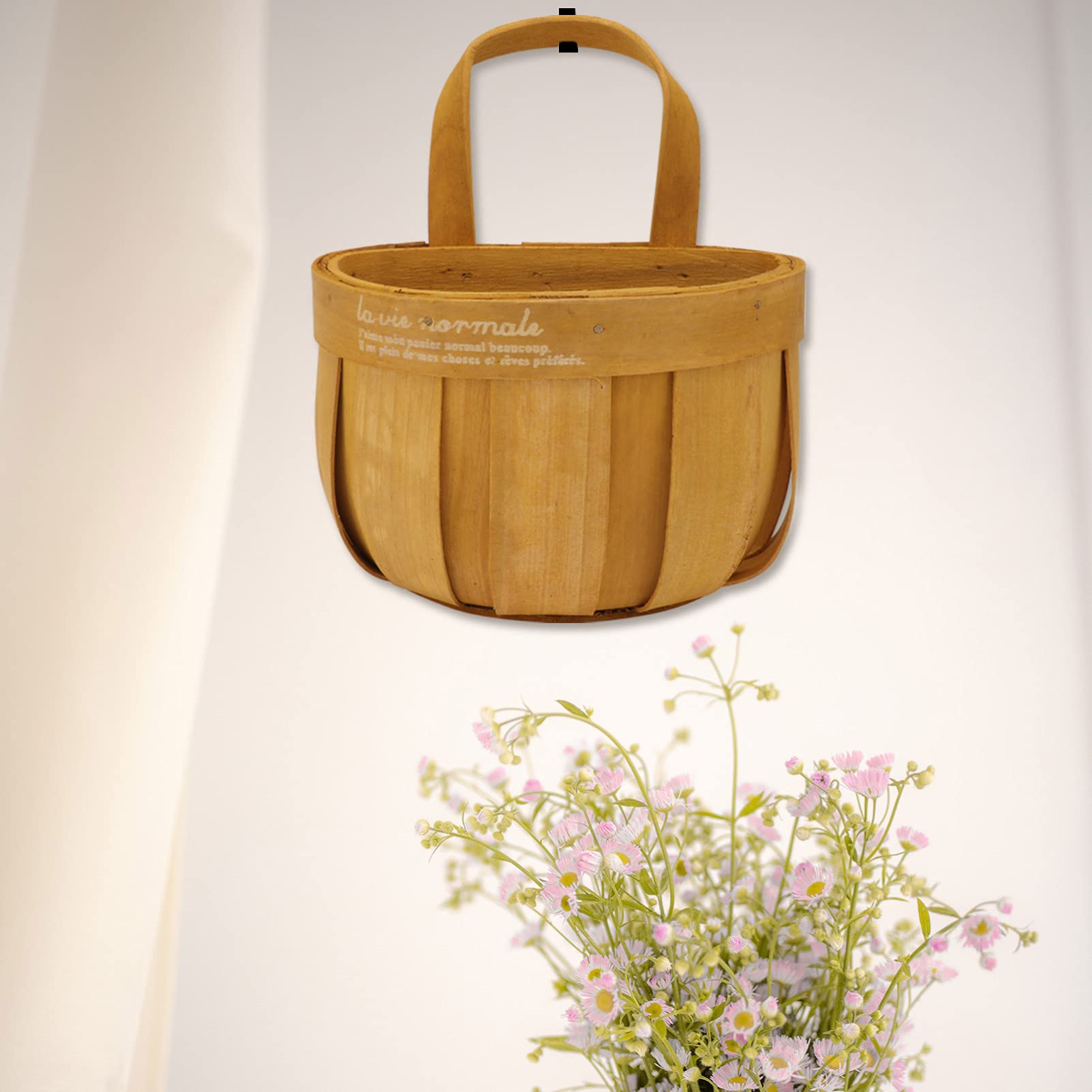 PRETYZOOM 2-Pack Wooden Wall Hanging Plant Baskets - Decorative Storage Containers for Indoor Plants, Flowers & Home Organization | Perfect for Living Room, Bedroom, Kitchen & Bathroom Decor