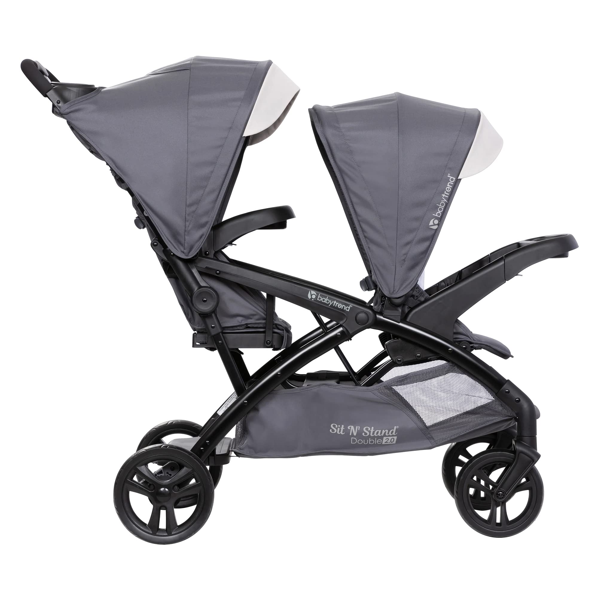 Baby Trend Sit N' Stand Double Stroller 2.0 DLX - Lightweight Convertible Stroller with 5-Point Safety Harness & EZ-Lift Plus Infant Car Seat - Cozy Magnolia Cover - Perfect for Twins, Siblings or Toddlers - Ideal for Shopping, Travel & Outdoor Walks
