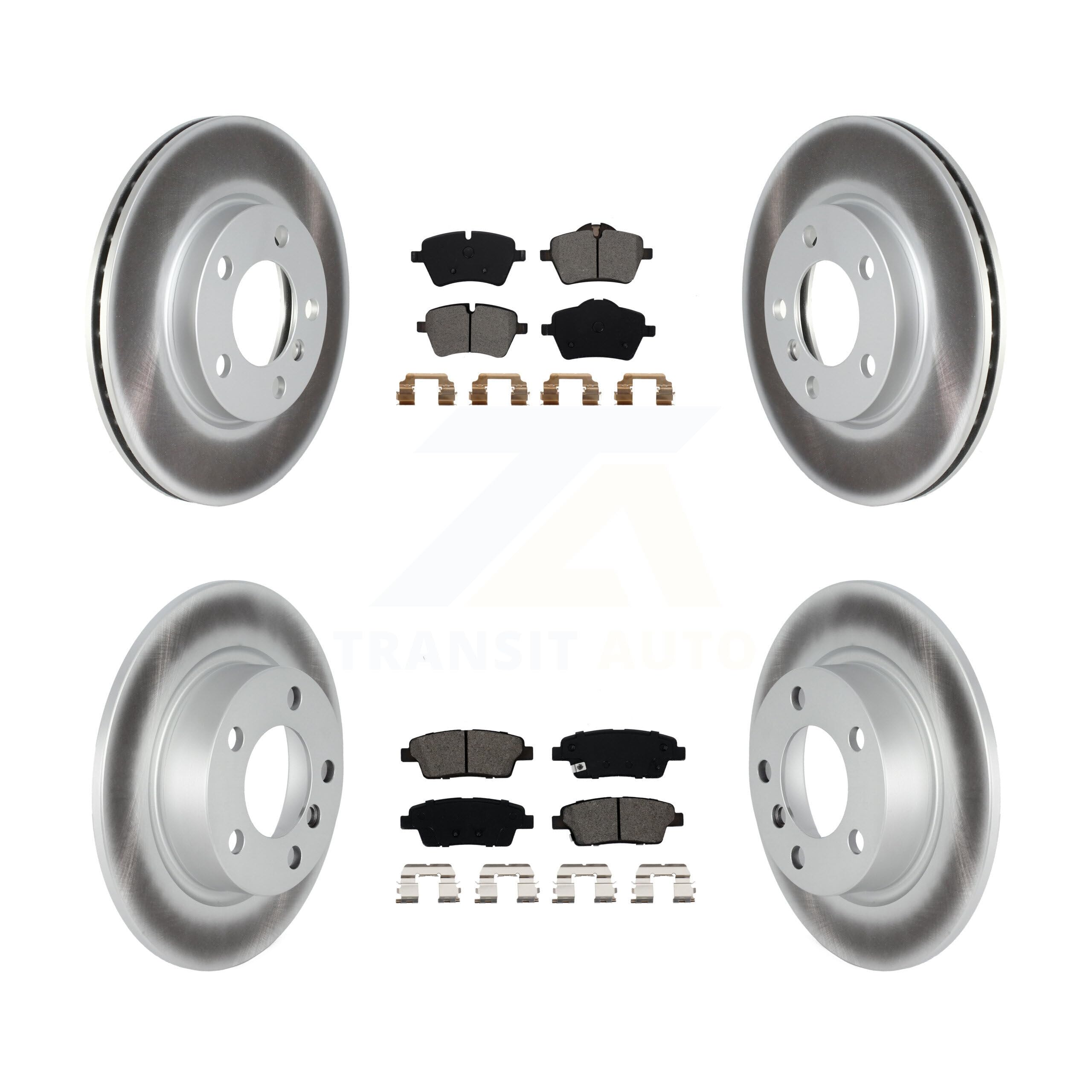 High-Performance Front & Rear Coated Disc Brake Rotors & Semi-Metallic Pads Kit - Compatible with Mini Cooper Countryman/Paceman Base Models (KGS-102140) - Perfect for Daily Commuting & City Driving