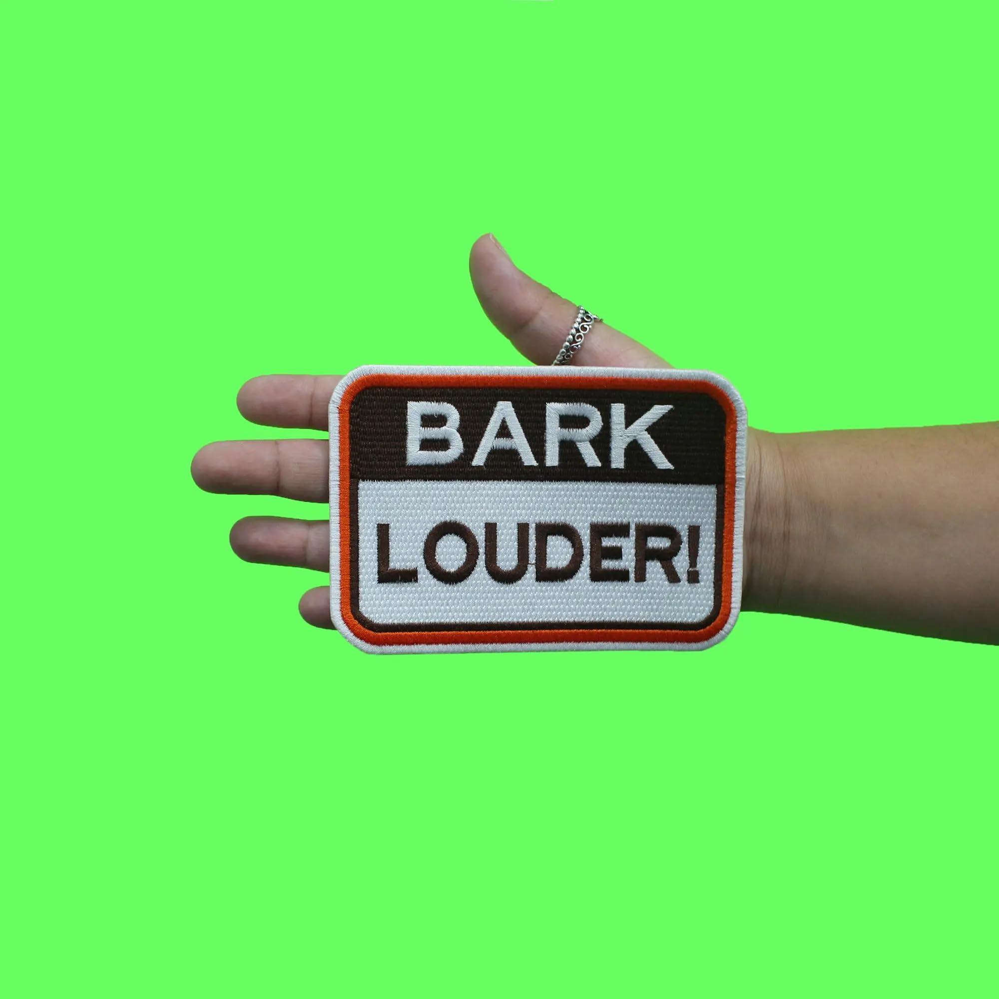 Cleveland Bark Louder Patch - Embroidered Iron-On Ohio Football Spirit Sign for Jackets, Hats & Bags | Show Team Pride at Games & Tailgates