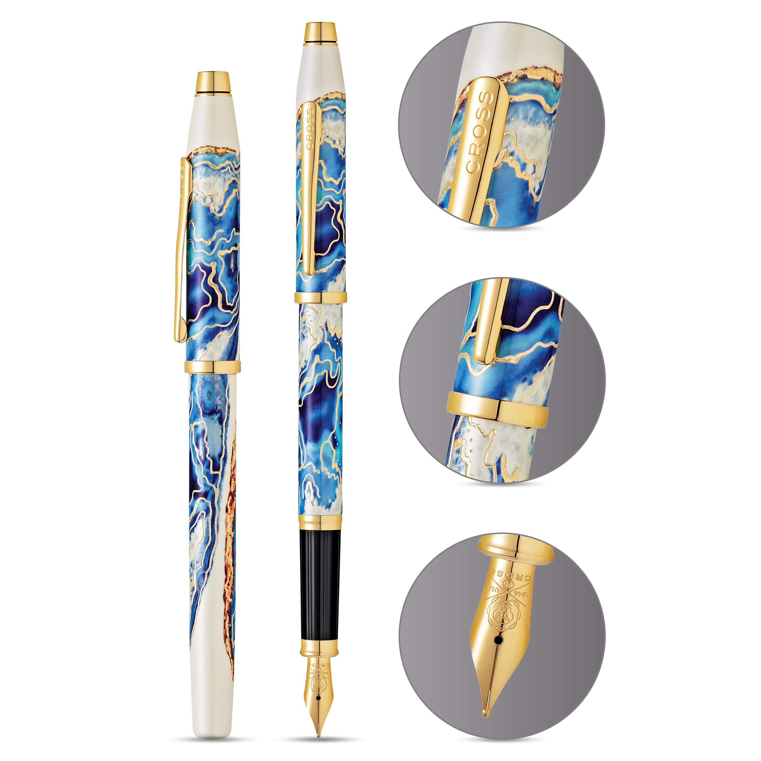 Premium Refillable Fountain Pen with Medium Nib - Cross Wanderlust Malta Collection - Elegant Writing Instrument for Journaling, Calligraphy & Gift Giving