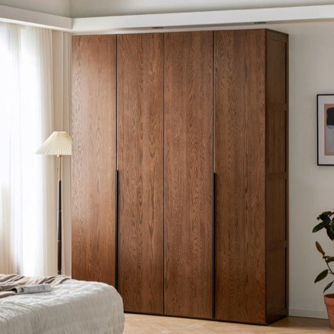 Solid Oak Wood Wardrobe - Spacious & Durable Closet Organizer for Bedroom, Living Room, or Walk-In Closet Storage