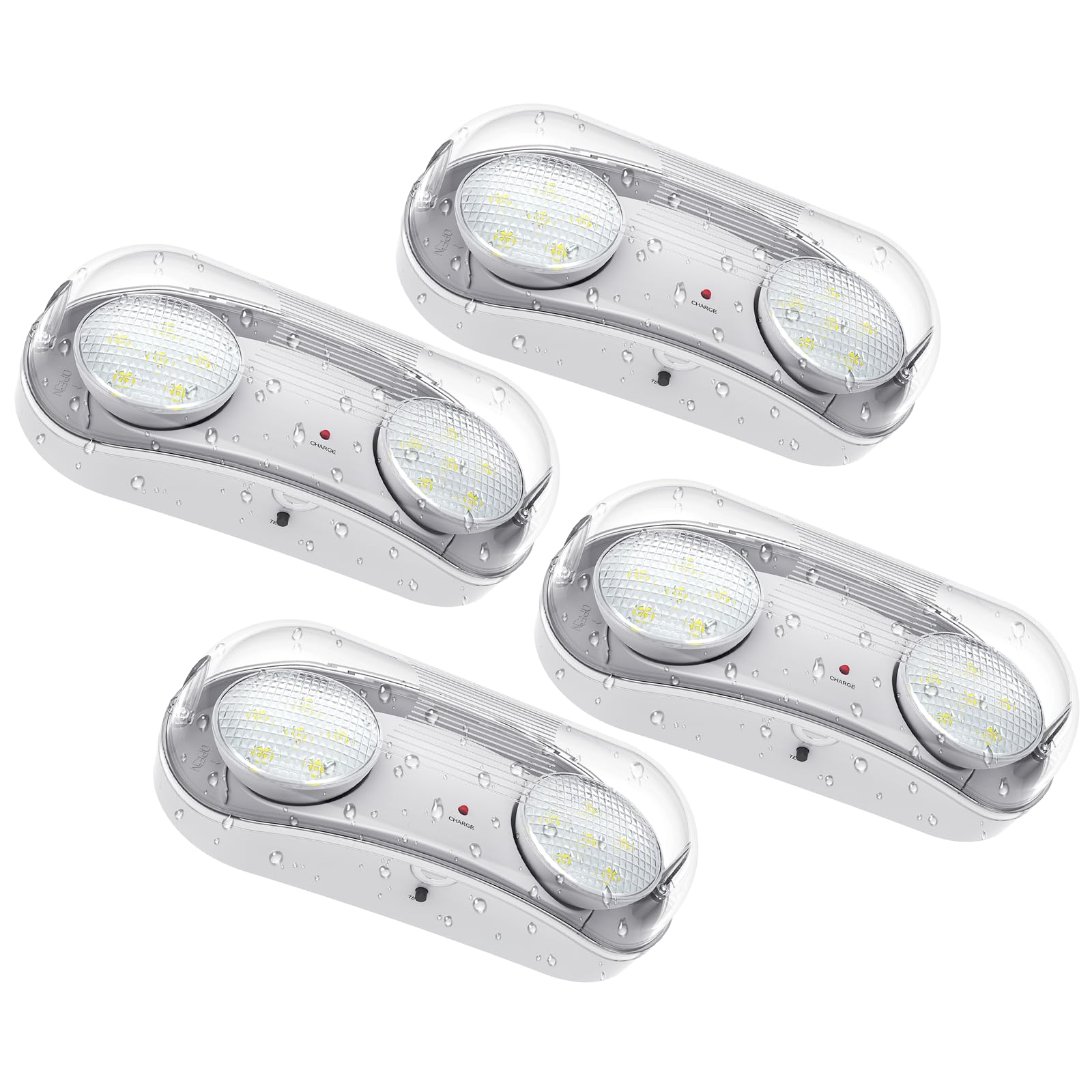 UL Listed Outdoor Emergency Light with Battery Backup - 4 Pack Waterproof LED Egress Lighting Fixture for Wet Locations (120-347V) - Ideal for Commercial Buildings, Warehouses, and Emergency Exit Areas