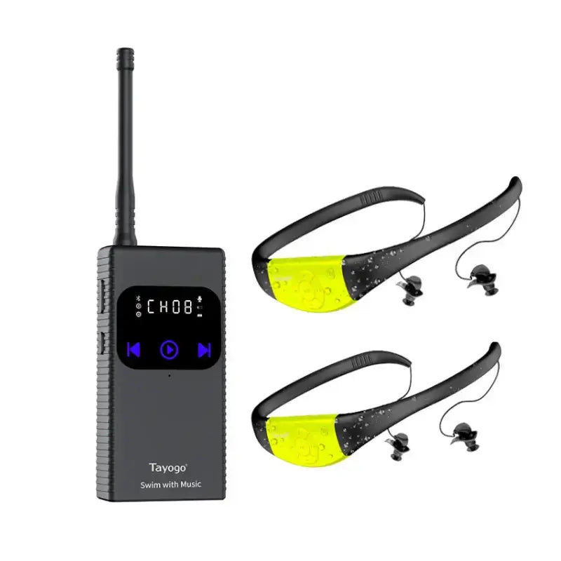 Wireless Waterproof Swimming Headphones with Bluetooth Transmitter & Earbuds - Perfect for Pool, Beach, and Underwater Music Listening