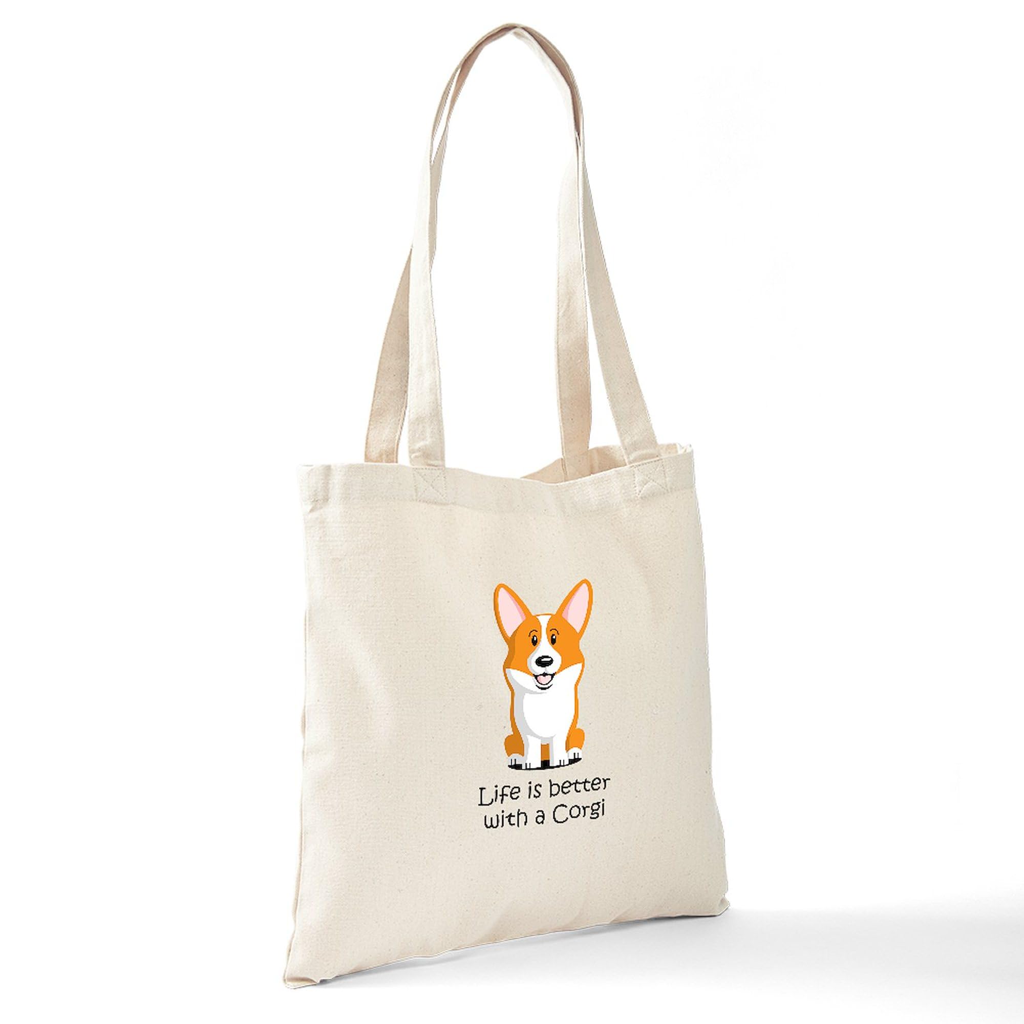 Pembroke Welsh Corgi Canvas Tote Bag - Natural Reusable Shopping Bag for Groceries, Beach & Everyday Use | Cute Dog Lover Gift