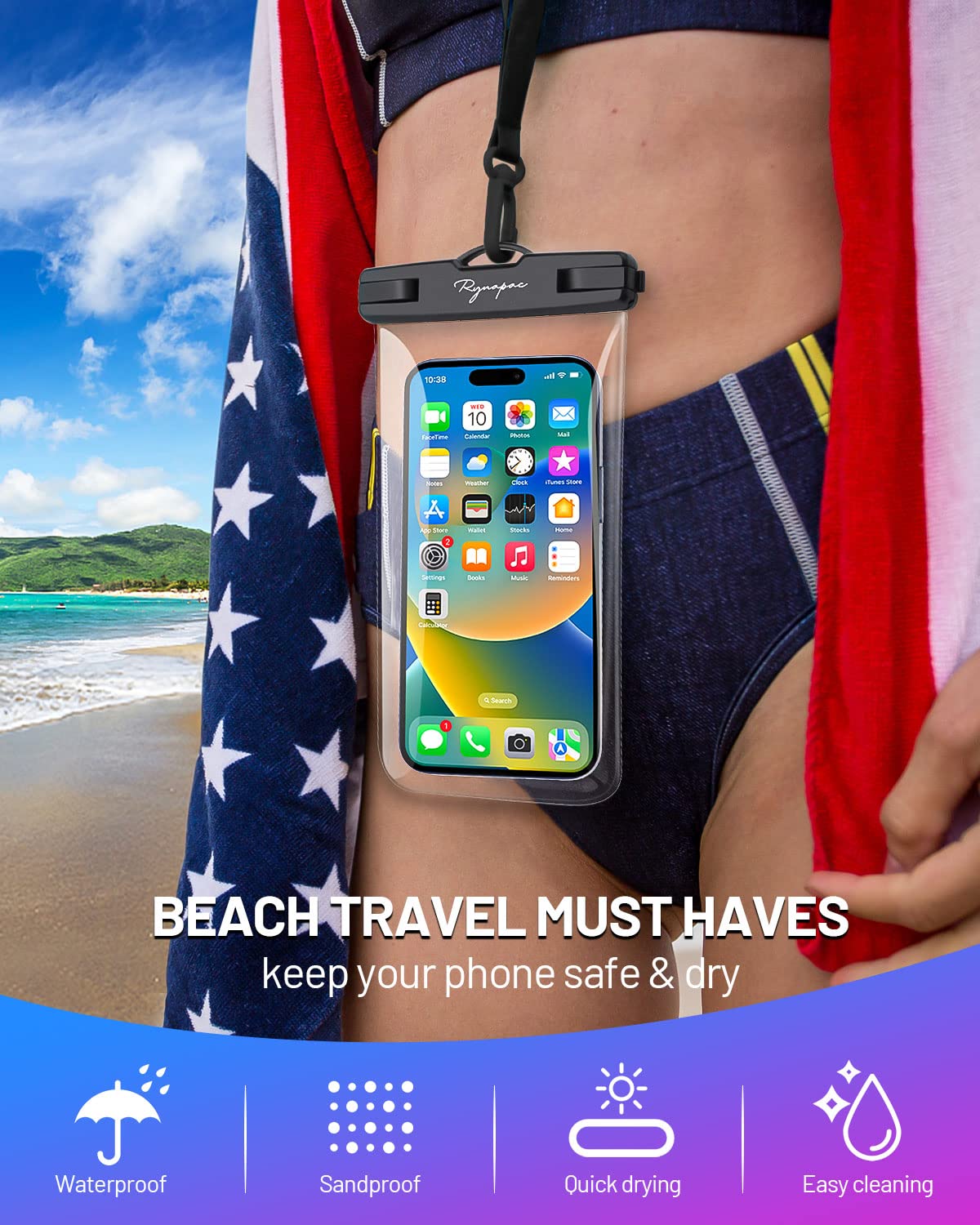 **Waterproof Phone Pouch Bag - IPX8 Underwater Case for iPhone 16/15 Pro Max, Galaxy S24+/23, Pixel 8a - 7.5in Beach & Travel Must-Have with Lanyard - Perfect for Swimming, Snorkeling, and Cruise Essentials**