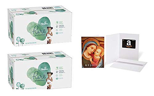Pampers Pure Disposable Baby Diapers Size 6 (108 Count) - Hypoallergenic, Fragrance Free Protection - 2 Pack with $20 Amazon Gift Card (Madonna with Child Greeting Card) - Perfect for Newborns, Infants & Toddlers - Ideal for Daycare, Travel & Overnight Use