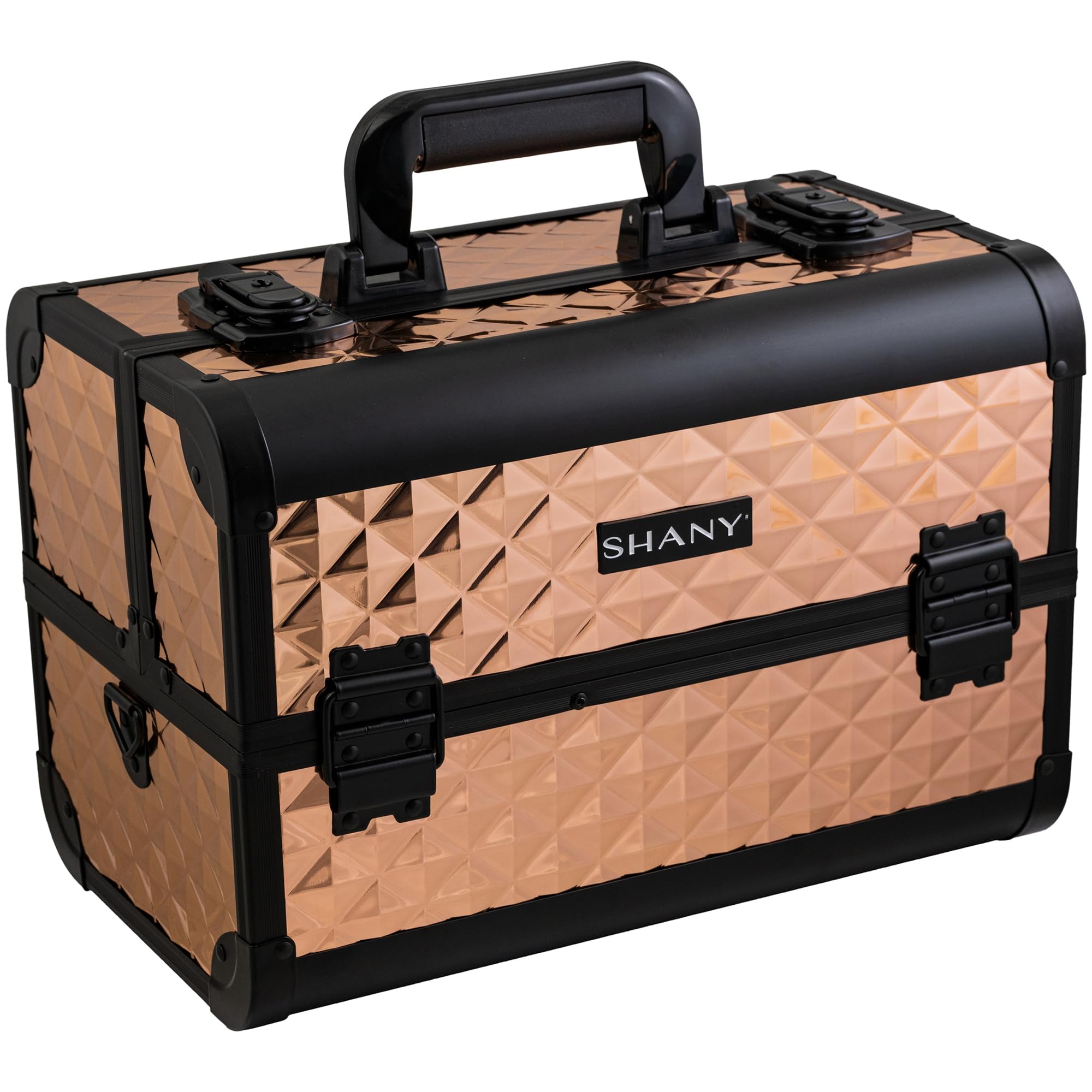 SHANY Professional Makeup Train Case with 3 Trays & Mirror - Perfect for Travel & Salon Use