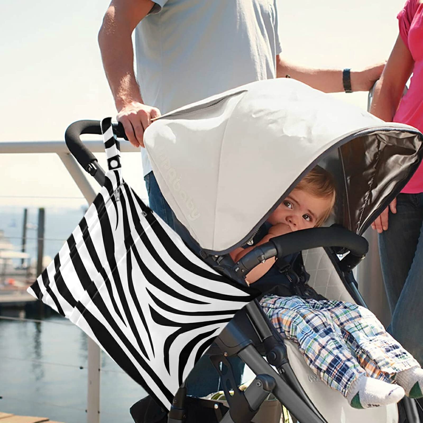 Visesunny Zebra Stripe 2-Pack Waterproof Wet Bags with Zipper Pockets - Reusable Washable Diaper Organizer for Baby Care, Travel, Beach & Gym | Perfect for Strollers, Daycare, Swimsuits & Toiletries Storage