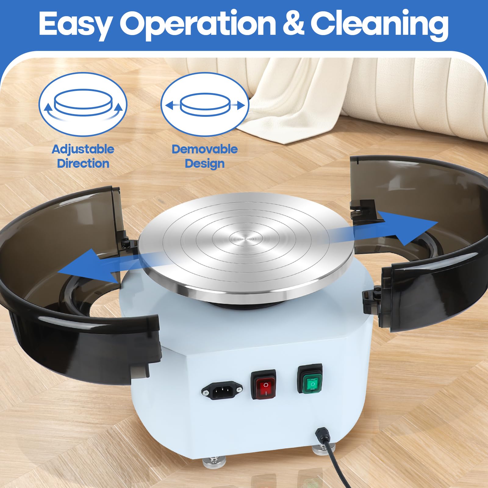 MZOKUU 11 Inch Electric Pottery Wheel for Adults - Direct Drive Motor, Foot Pedal & Sculpting Tools Kit - 2-Way Rotation Ceramic Forming Machine - Perfect for Pottery Making, Clay Art & DIY Craft Projects - White