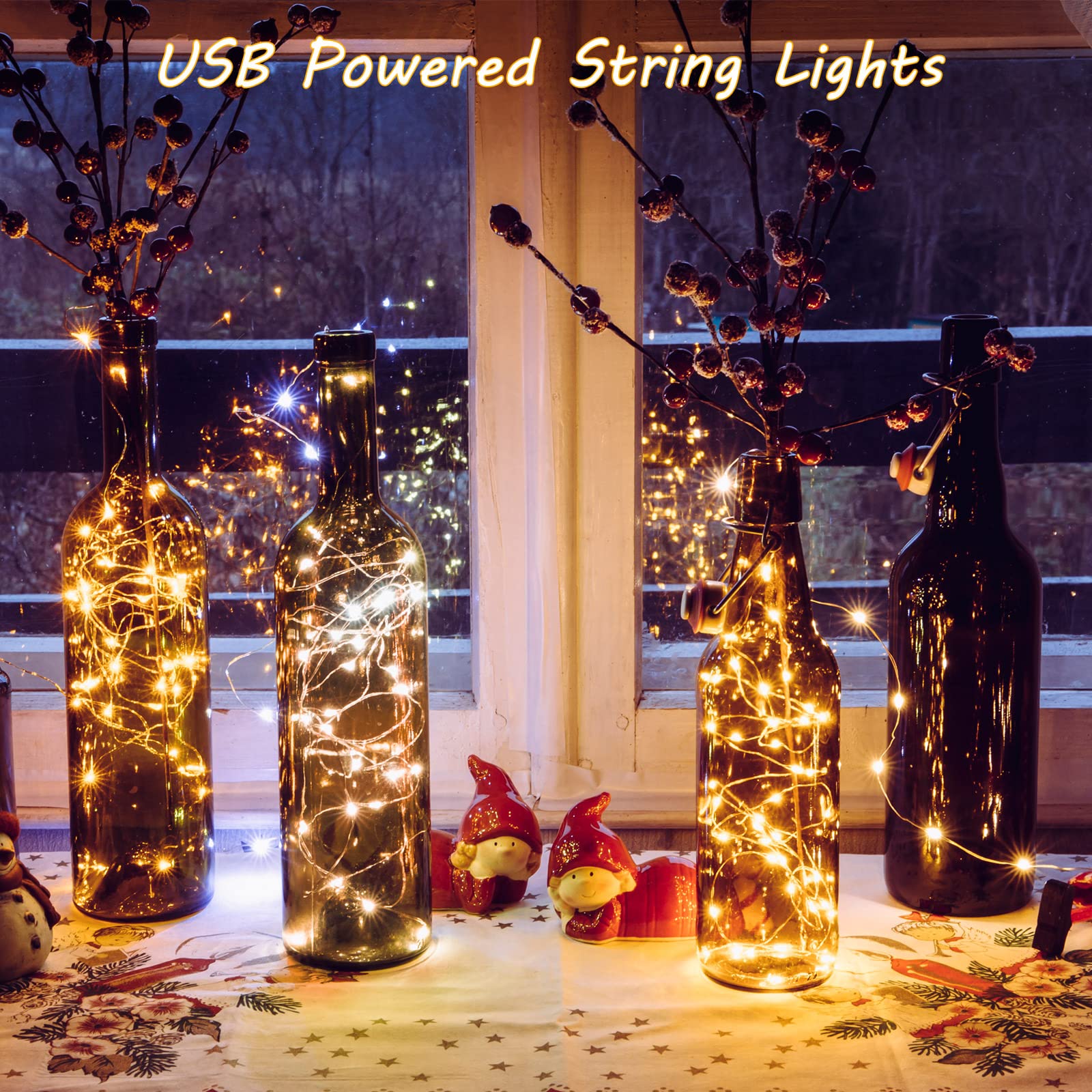 Macarrie 6 Pack 33ft USB LED Fairy String Lights - 100 Warm White LEDs for Indoor & Outdoor Decor, Wedding, Party, Garden, Christmas Tree, and Home Festival Lighting - Perfect for Bedroom, Patio, and Holiday Decorations