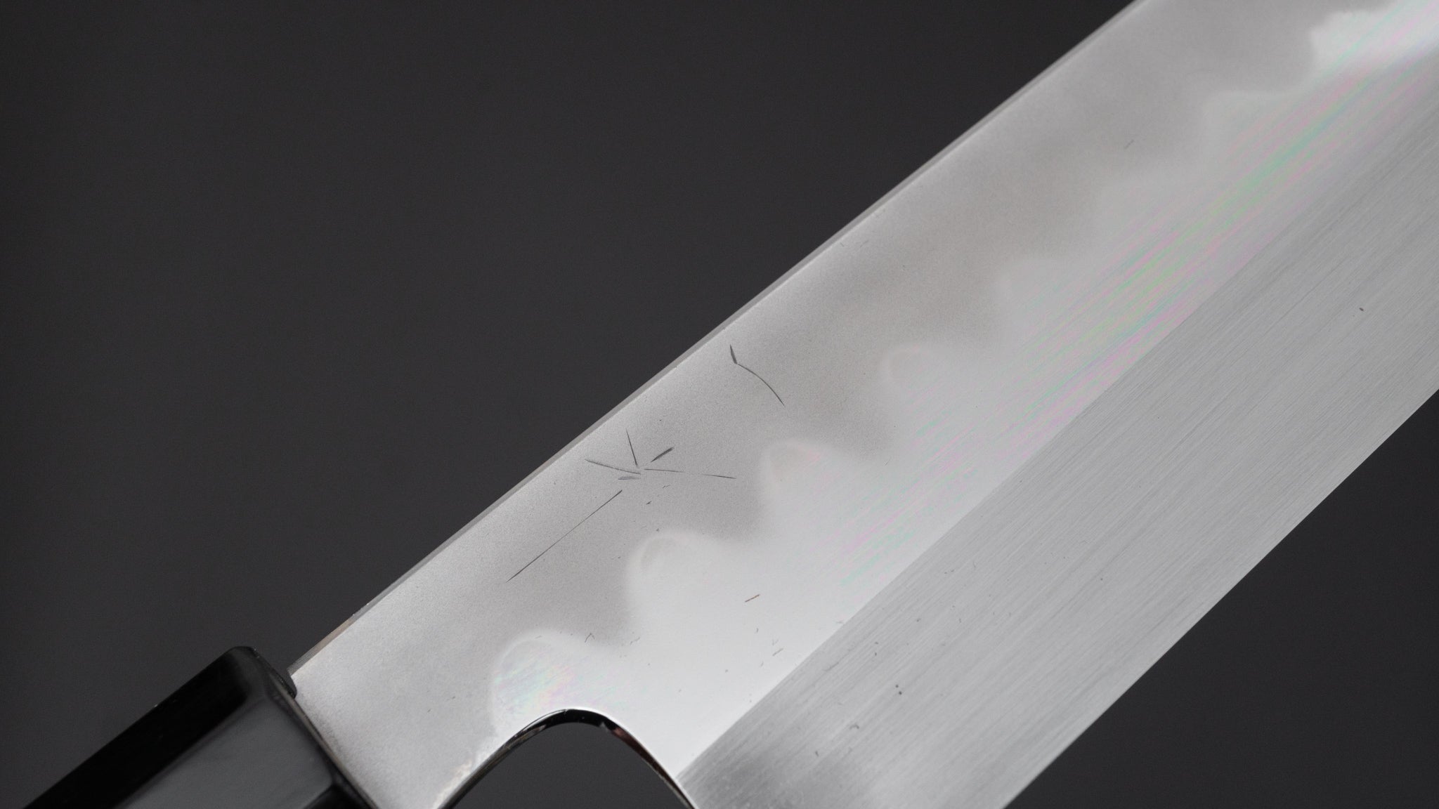 Hitohira Togashi Kyuzo White #1 Hakumon Mizu Honyaki Gyuto 240mm Japanese Chef Knife - Kurokaki Persimmon Handle (#095 with Saya) - Perfect for Sushi, Sashimi & Precision Cutting
