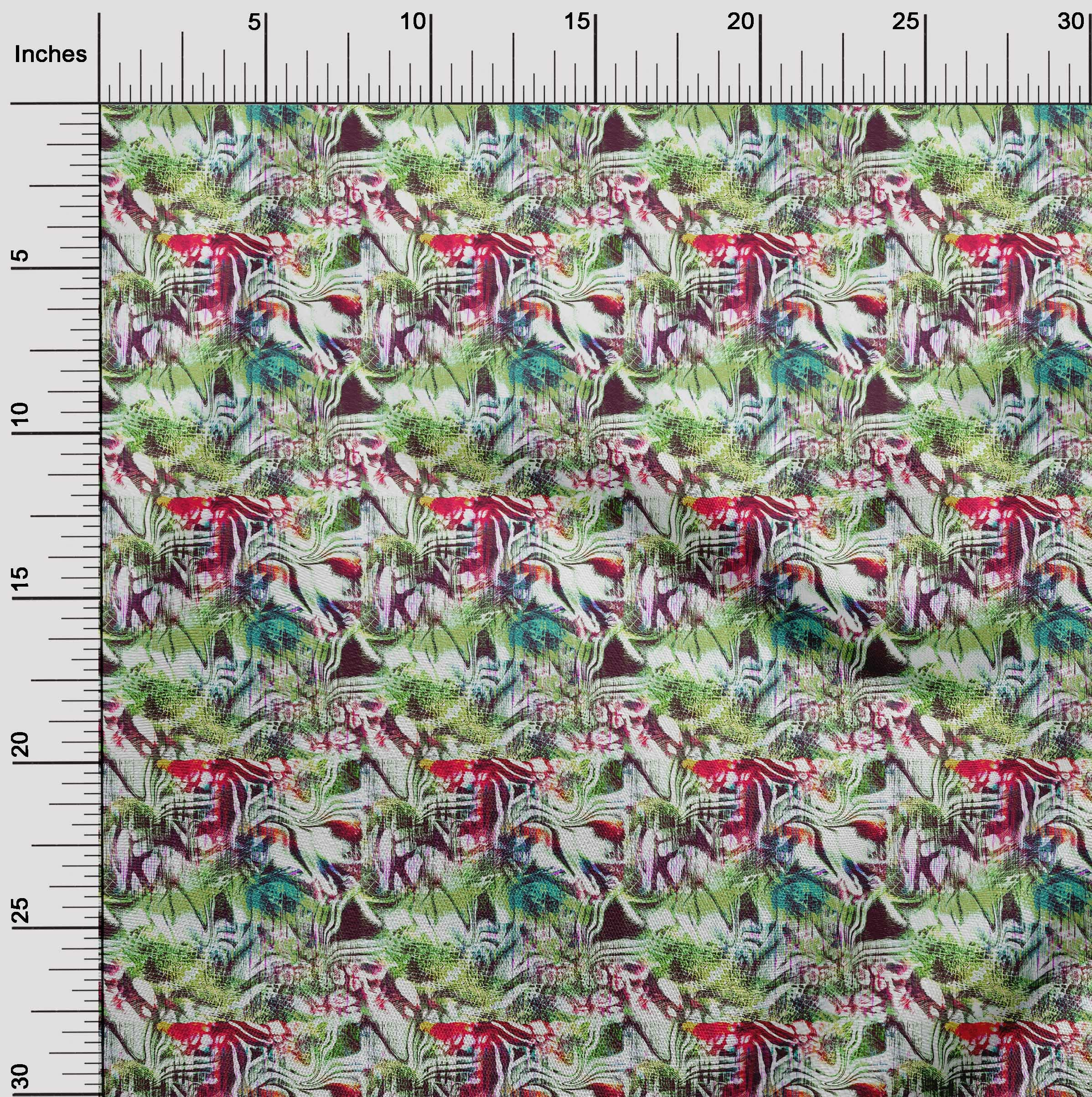 oneOone Viscose Chiffon Fabric - Light Green Abstract Print - 42 Inch Wide by The Yard - Premium DIY Sewing Material for Dresses, Scarves & Home Decor Projects