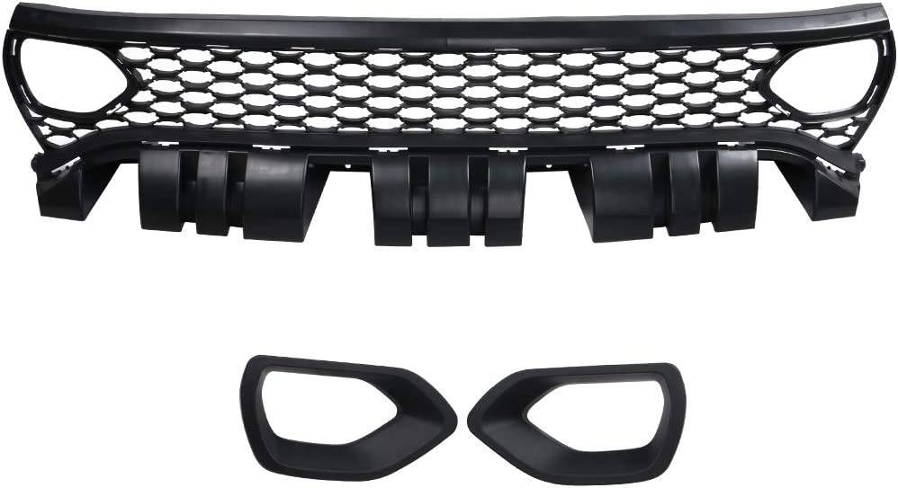 2015-2023 Dodge Charger Front Upper Grille Replacement - Unpainted Black ABS Plastic Bumper Grille for Enhanced Style & Protection | Perfect for Car Upgrades & Customization