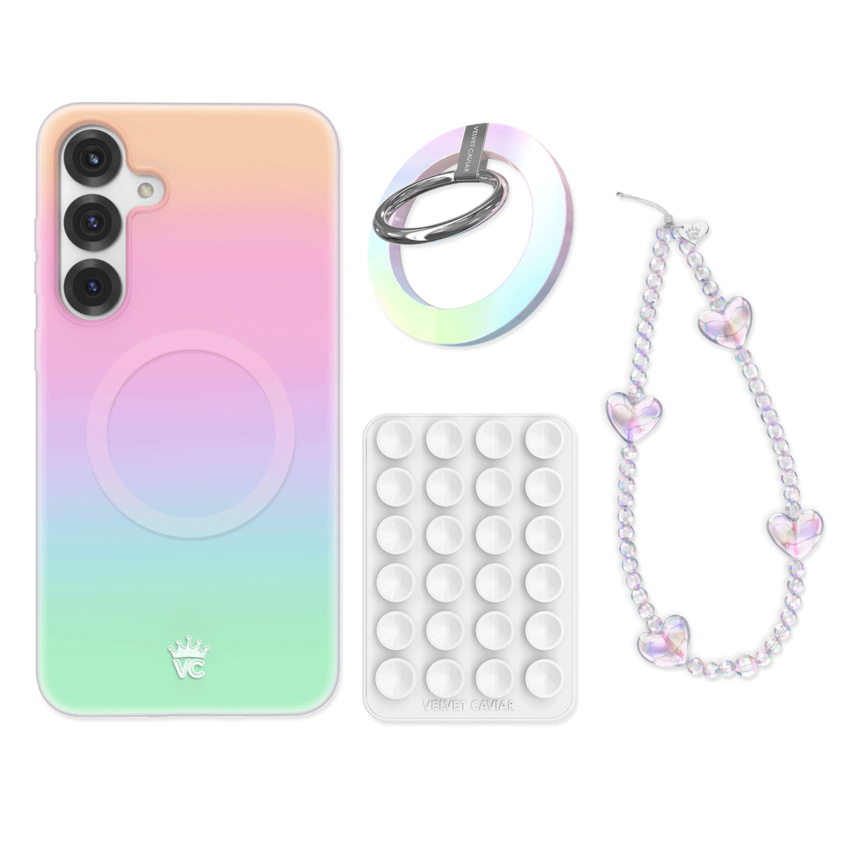 Samsung White Opal Phone Grip Bundle Set - Secure & Stylish Phone Holder for Everyday Use, Travel, and Work