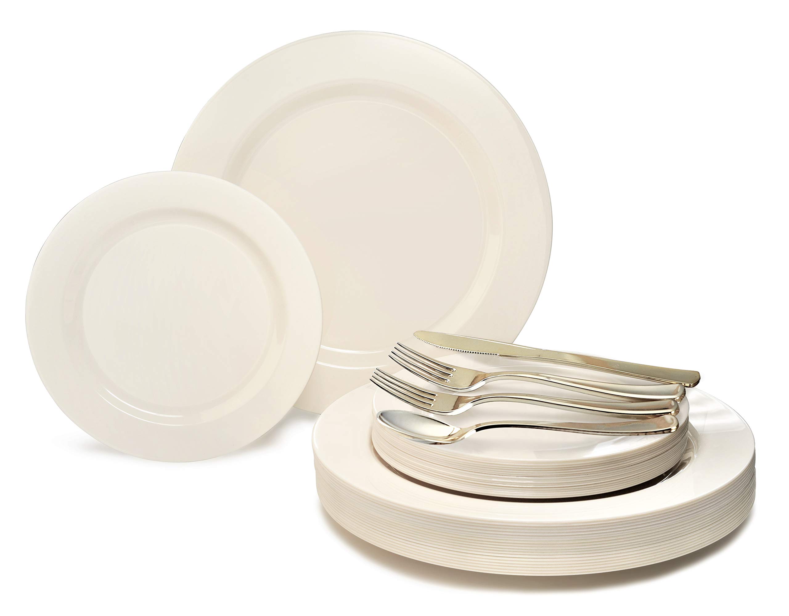 720-Piece Wedding Disposable Plastic Plate & Silverware Set (120 Guests) - 10.5