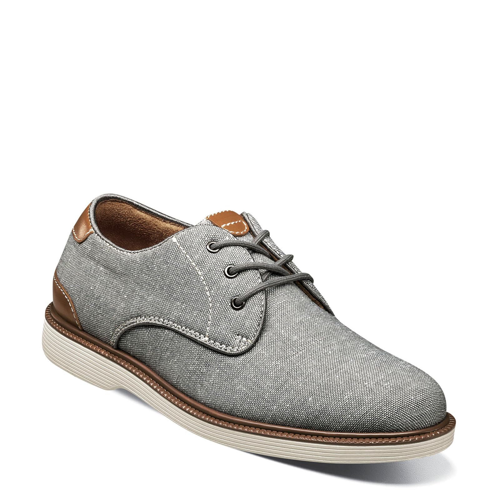 Florsheim Boys' Highland Canvas Plain Toe Oxford Shoes - Gray - Size 2 Medium (Toddler/Little Kid/Big Kid) | Classic School & Dress Shoes for Formal Occasions, Weddings, and Church Events