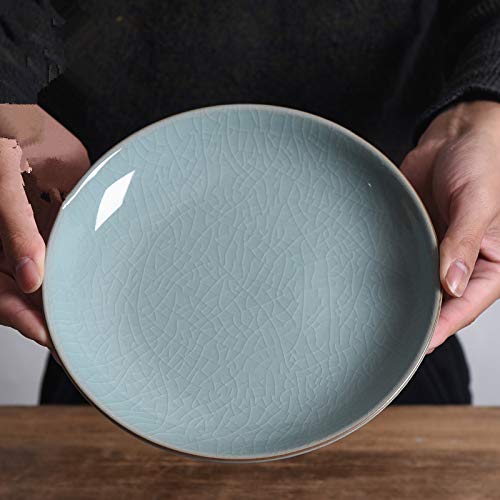 4-Piece Celadon Dinner Plate Set - 7.5 Inch Microwave & Dishwasher Safe Salad Plates (Grey) - Perfect for Home Dining, Restaurants & Party Serving