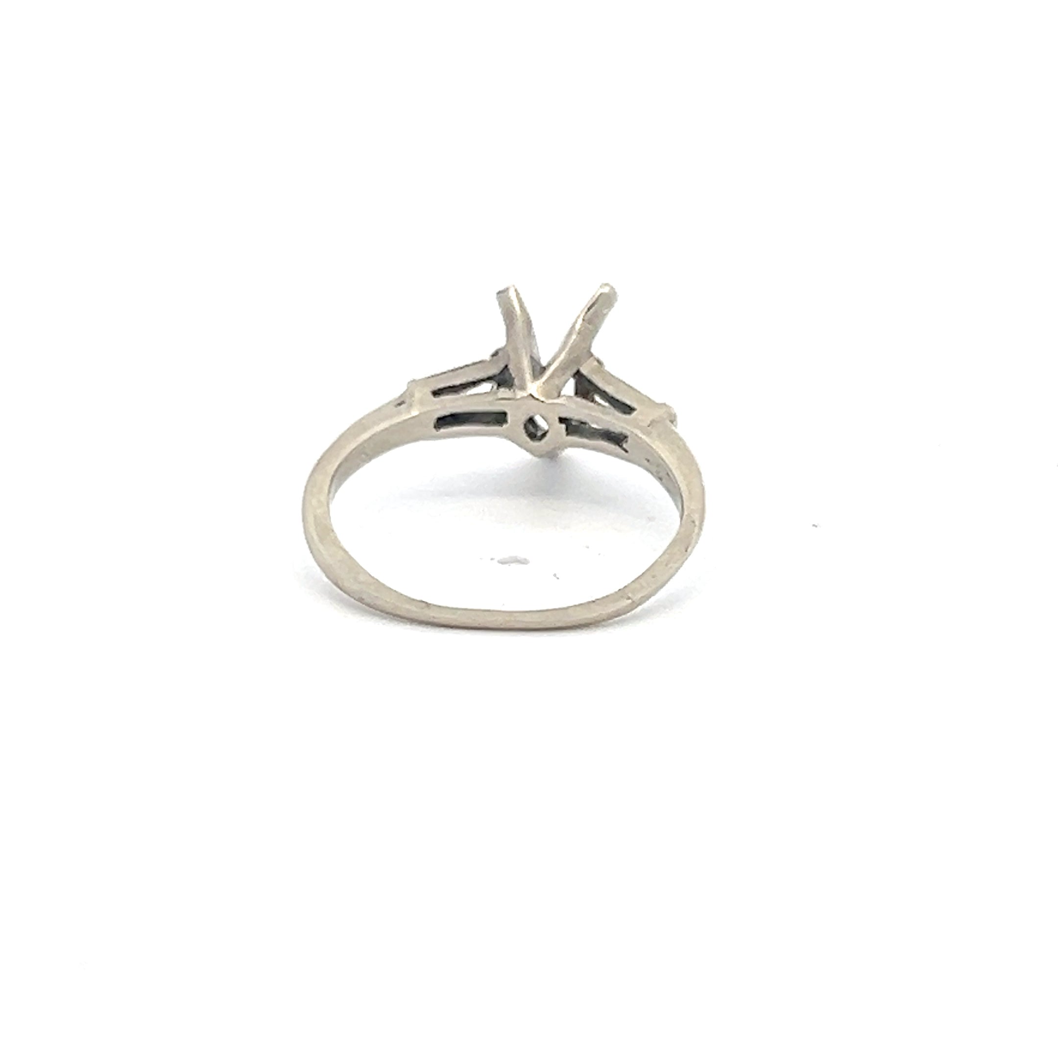 0.18 Carat Baguette Cut Diamond 14K White Gold Semi Mount Engagement Ring - Perfect for Bridal, Wedding Bands & Anniversary Gifts