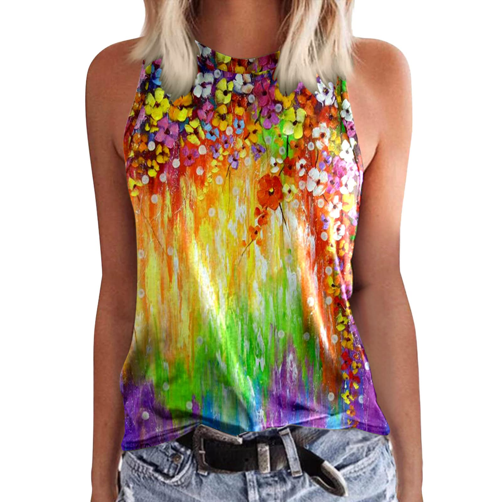 ETHKIA Women's Summer Casual Sleeveless Tank Tops - Loose Fit Crewneck Basic Shirts for Beach, Travel & Everyday Wear