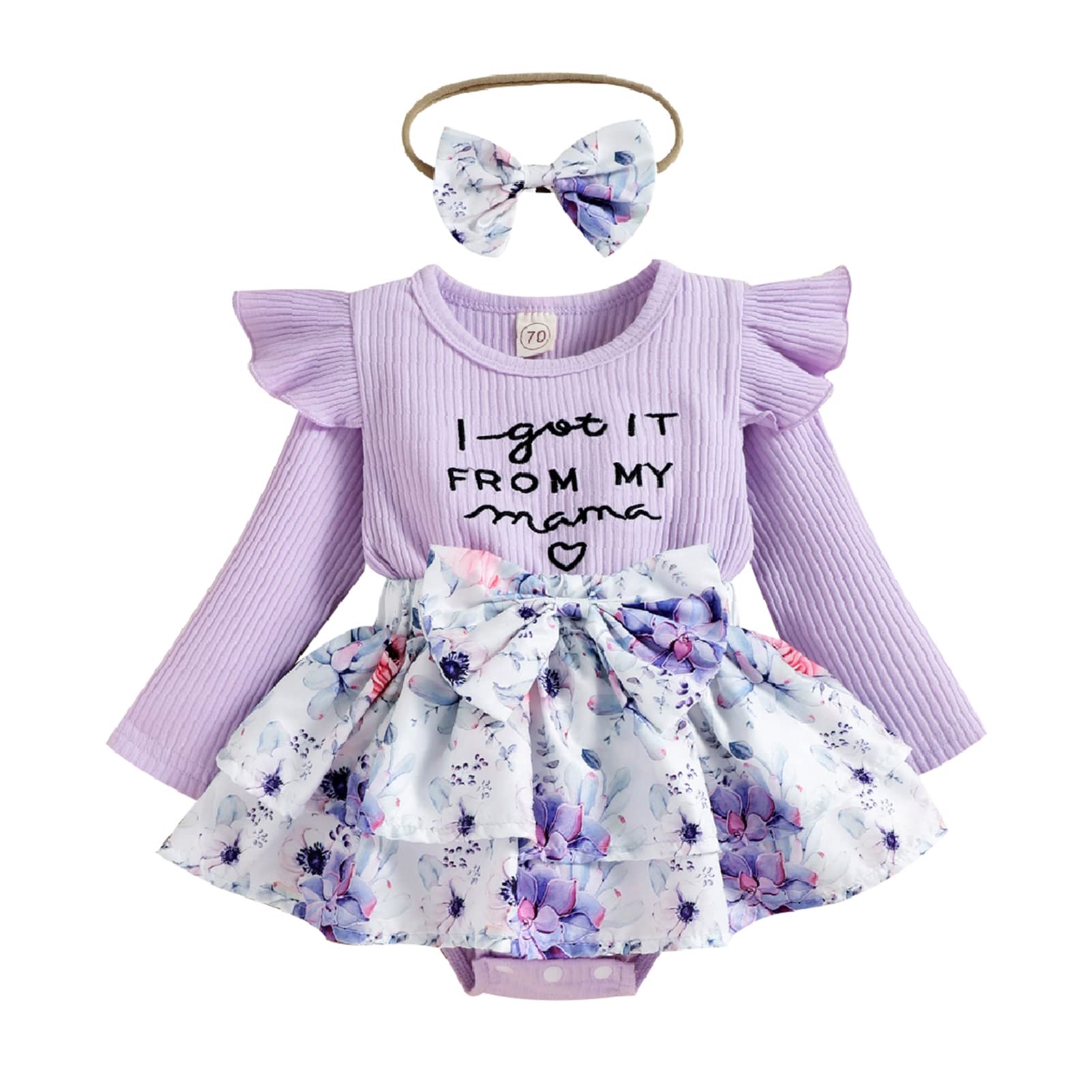 Christmas Baby Girl Outfit - Long Sleeve Floral Romper Dress & Bodysuit Playsuit for Infant Girls | Fall & Holiday Season Wardrobe