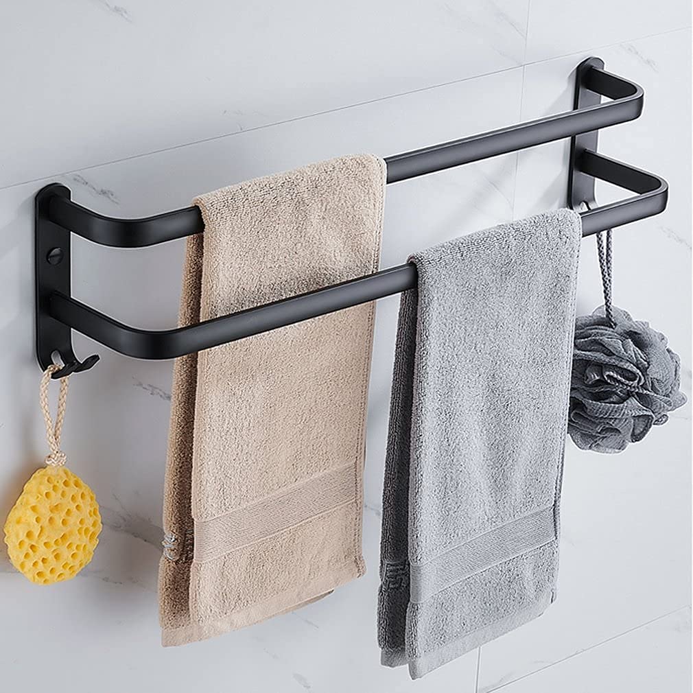 Non-Slip Wall Mounted Towel Rack with Double Hooks - 30Cm Bathroom Organizer for Slippers, Towels & Clothes | Space Saving Storage Solution for Small Bathrooms, Laundry Rooms & Entryways