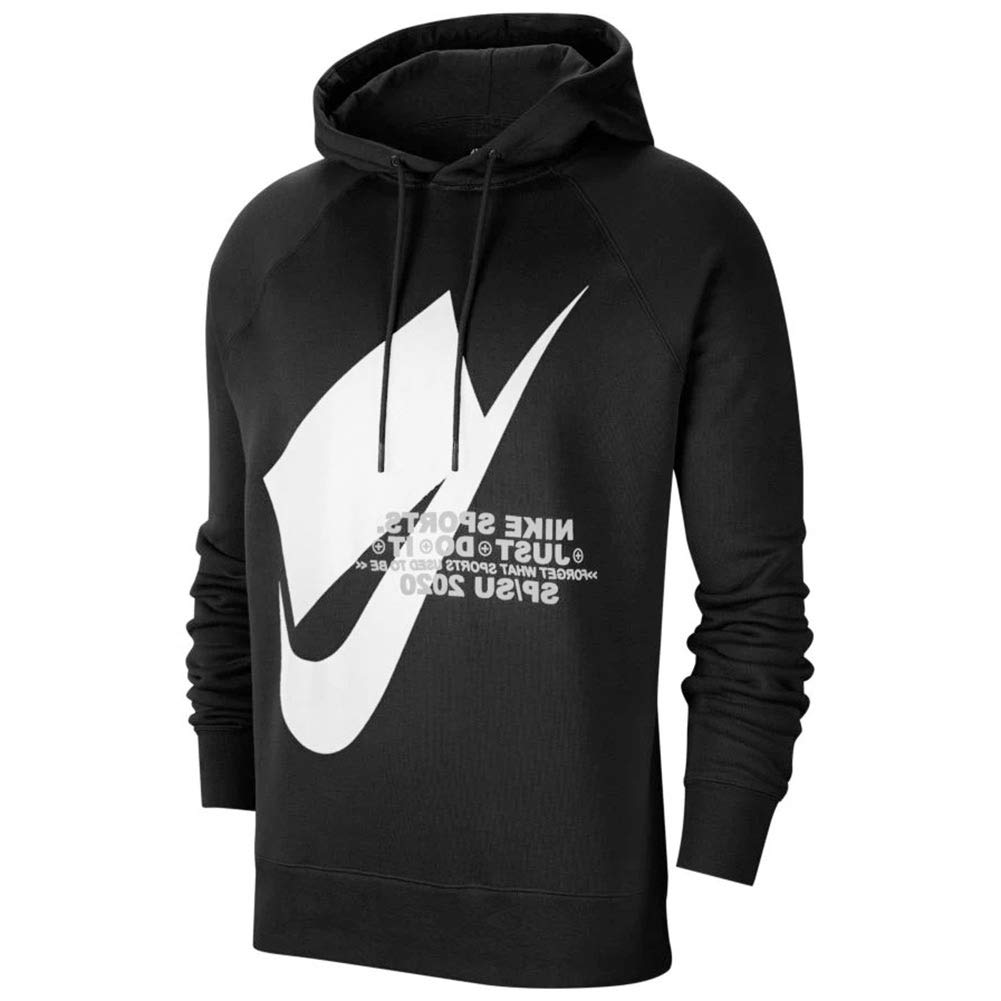 Nike Sportswear Black & White Pullover Hoodie for Men & Women - Comfortable Casual Wear for Gym, Running, and Everyday Use