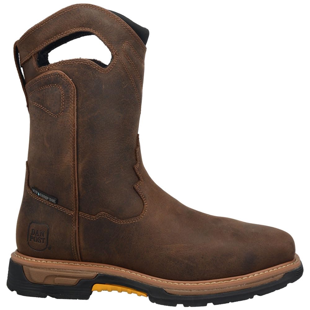 Dan Post Men's Warrior Composite Toe Work Safety Shoes - Brown Leather Steel Toe Boots for Construction, Warehouse & Industrial Work | Comfortable & Durable Work Boots for Men