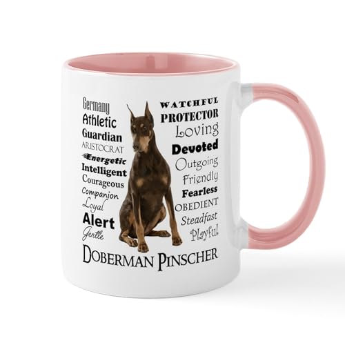 White/Pink Inside - Doberman Traits Mugs