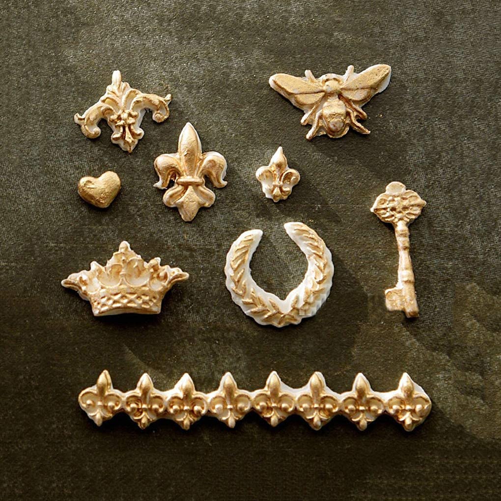 2Pcs Bee Crown Key Mirror Heart Lace Photo Frame Silicone Molds - Fondant, Chocolate, Candy, Soap, Resin Craft Molds for DIY Desserts, Cupcake Toppers, Ice Cubes & Birthday Party Decorations - Perfect for Baking, Cake Decorating and Handmade Crafts