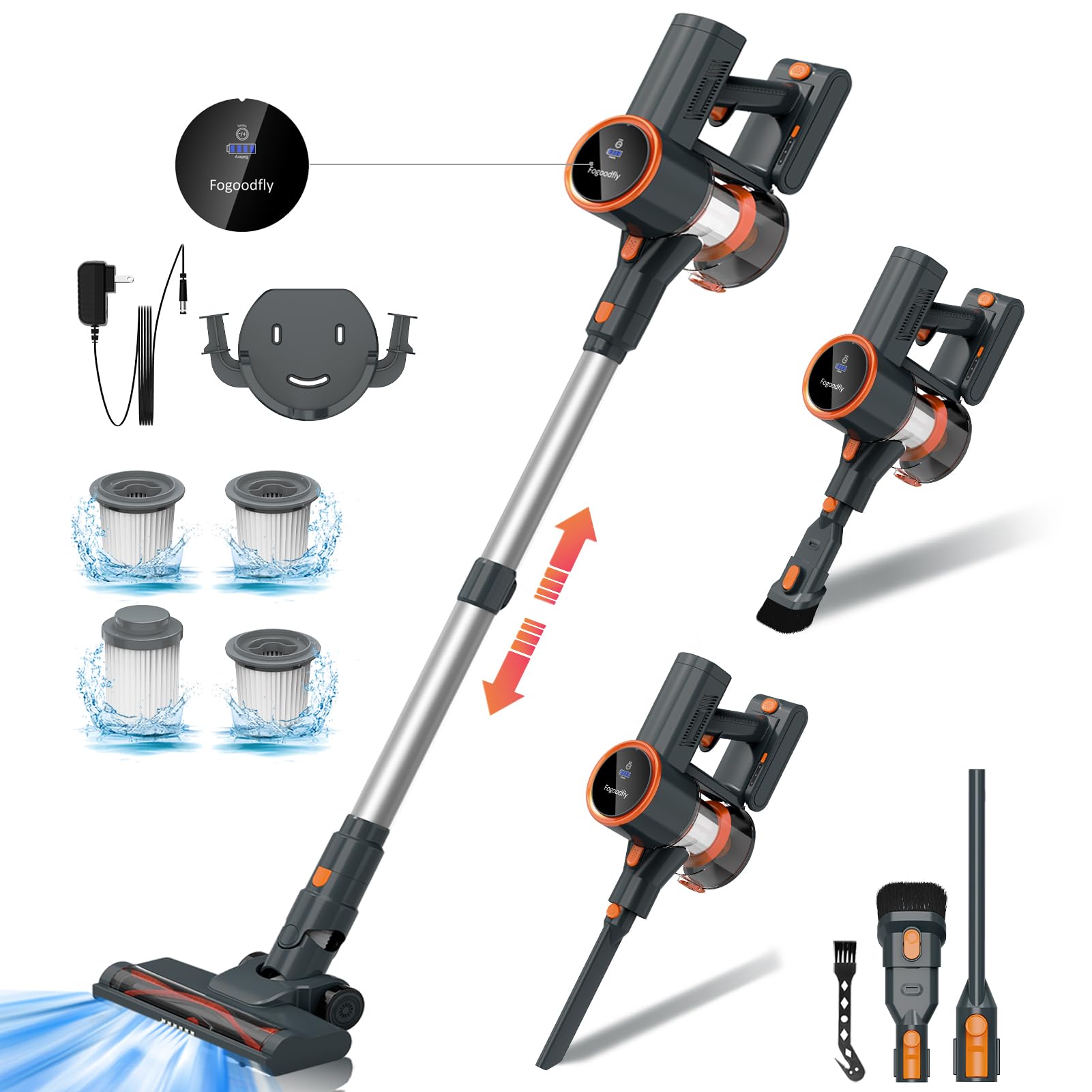 Powerful 30Kpa Cordless Stick Vacuum Cleaner for Home - 6-in-1 Lightweight Design with Removable Battery & 35Min Runtime - Ideal for Hardwood Floors, Carpets & Pet Hair Cleaning - Perfect for Quick Cleanups & Pet Owners