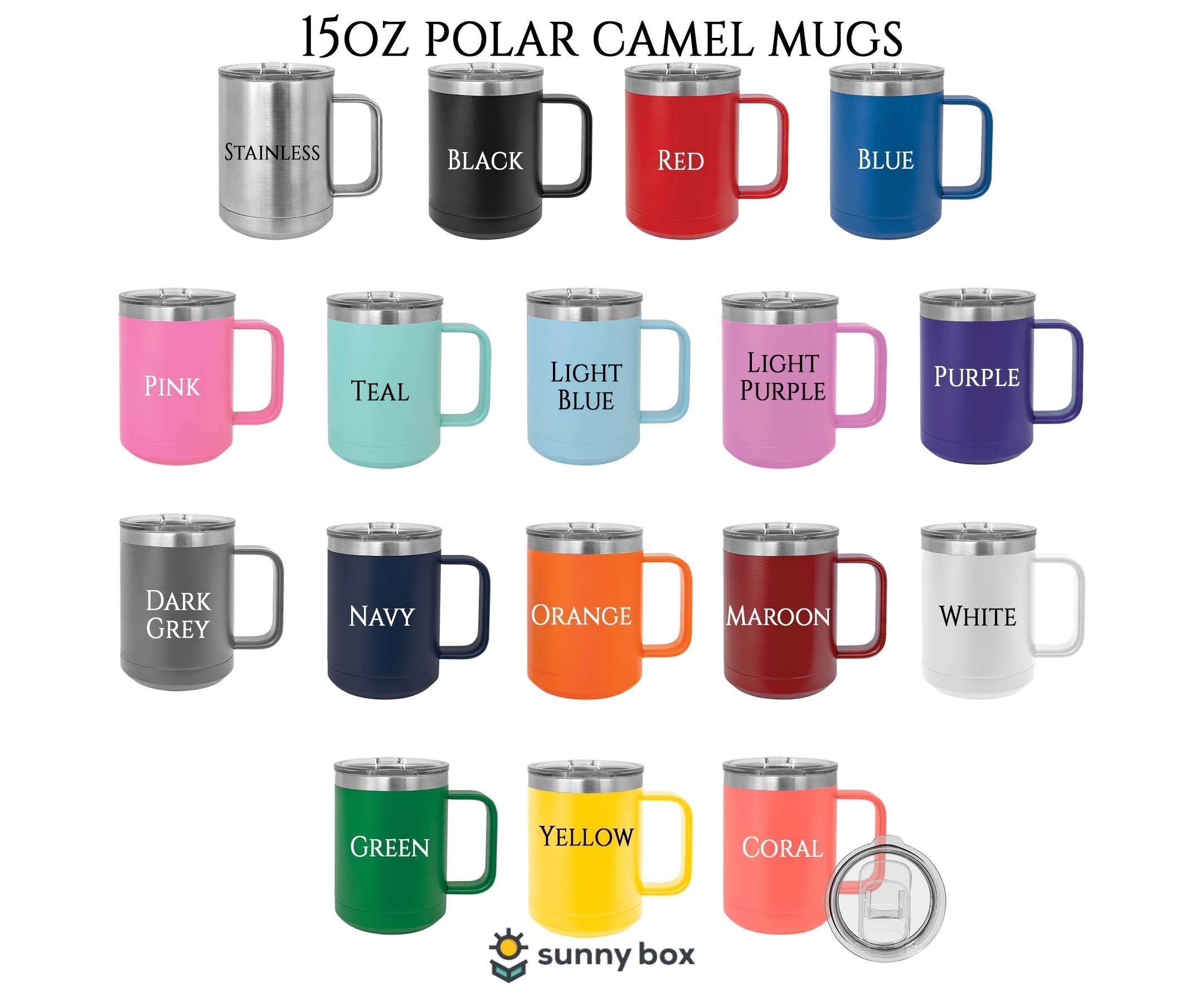 Happy Camper Engraved 15oz Polar Camel Mug - Insulated Stainless Steel Camping Cup for Coffee & Hot Drinks | Perfect for Tent Camping, Hiking, Backpacking & Outdoor Adventures | Great Camping Gift for Men & Women