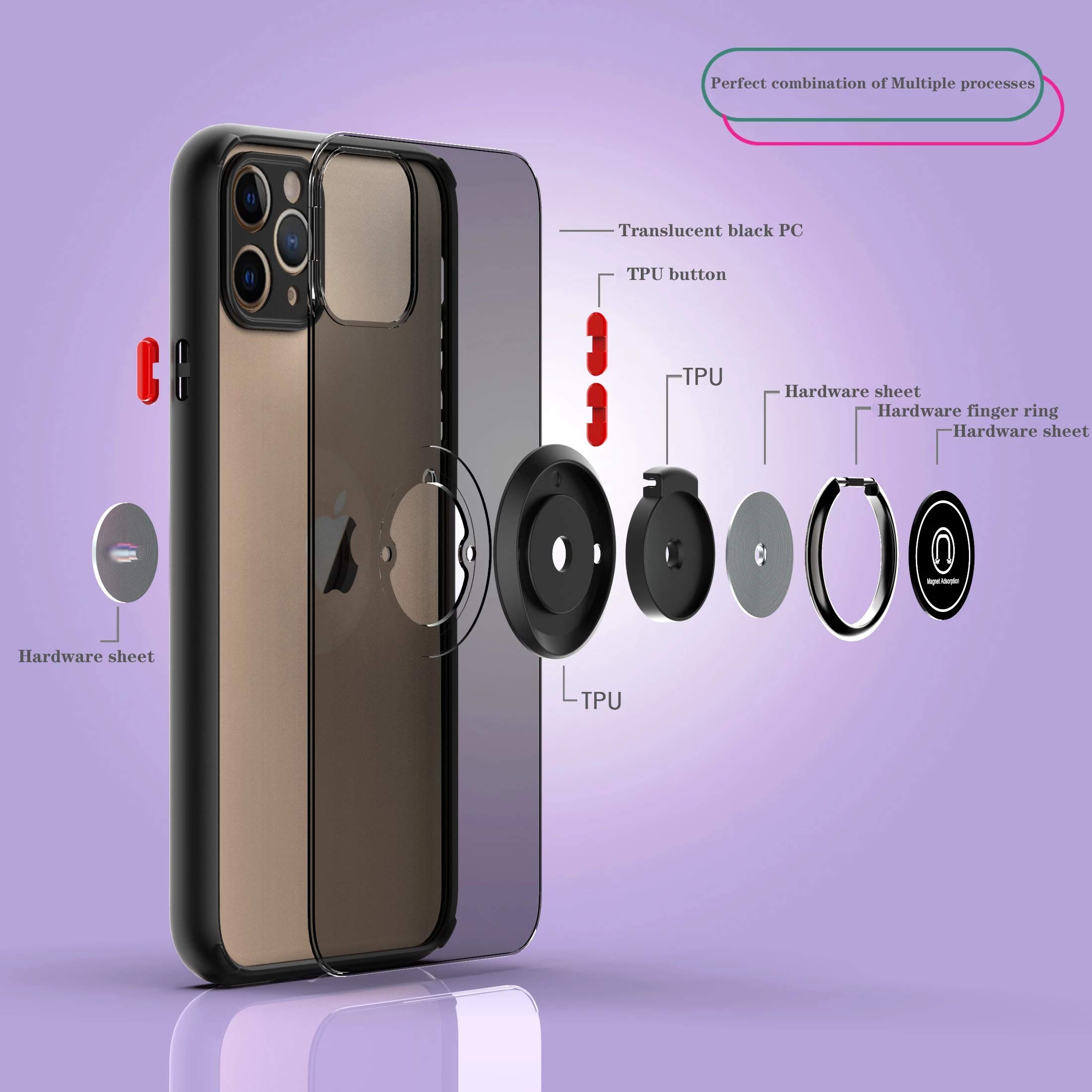Premium Matte Black Camera Lens Protector Case for iPhone 11 Pro (5.8-Inch) with Ring Stand - Shatterproof Protection & Stylish Design for Travel, Photography & Everyday Use