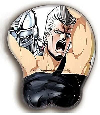 GEXBFBZ 3D Anime JoJo's Bizarre Adventure Jean Pierre Polnareff Gaming Mouse Pad with Wrist Rest & Anti-Slip Base - Perfect for PC Gamers and Office Work